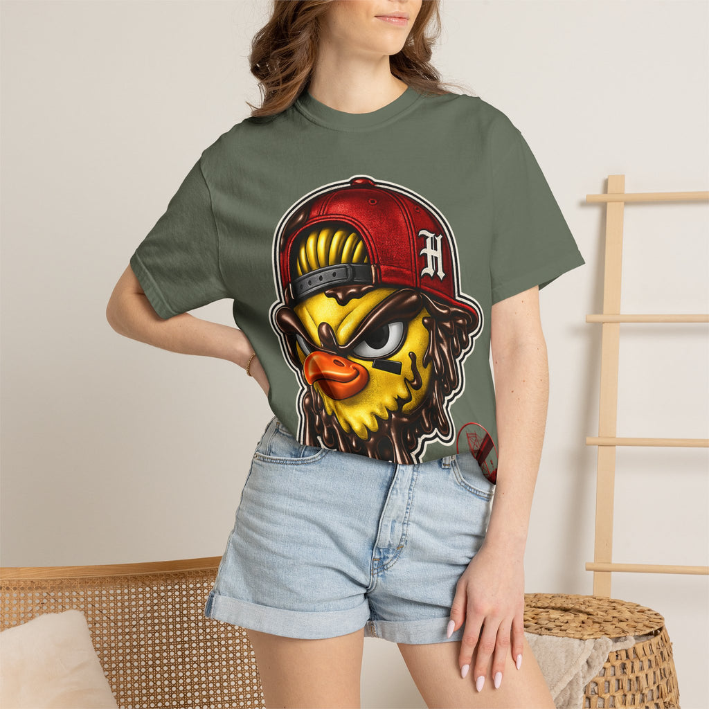 Hen Street Graphic T-Shirt — Streetwear Baseball Cap Mascot Tee