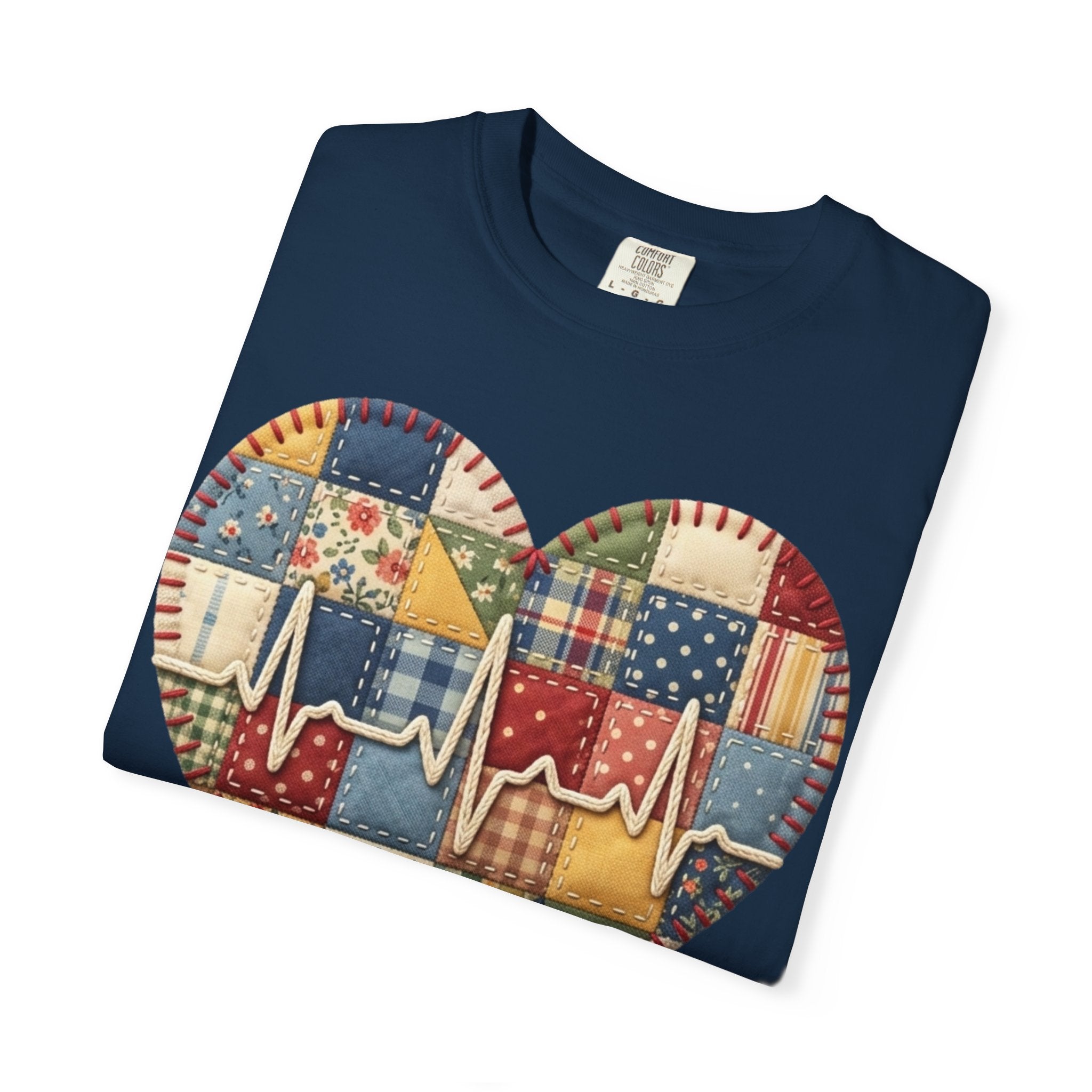 We Care Heart Patchwork T-Shirt — Nurse & Healthcare Appreciation Tee