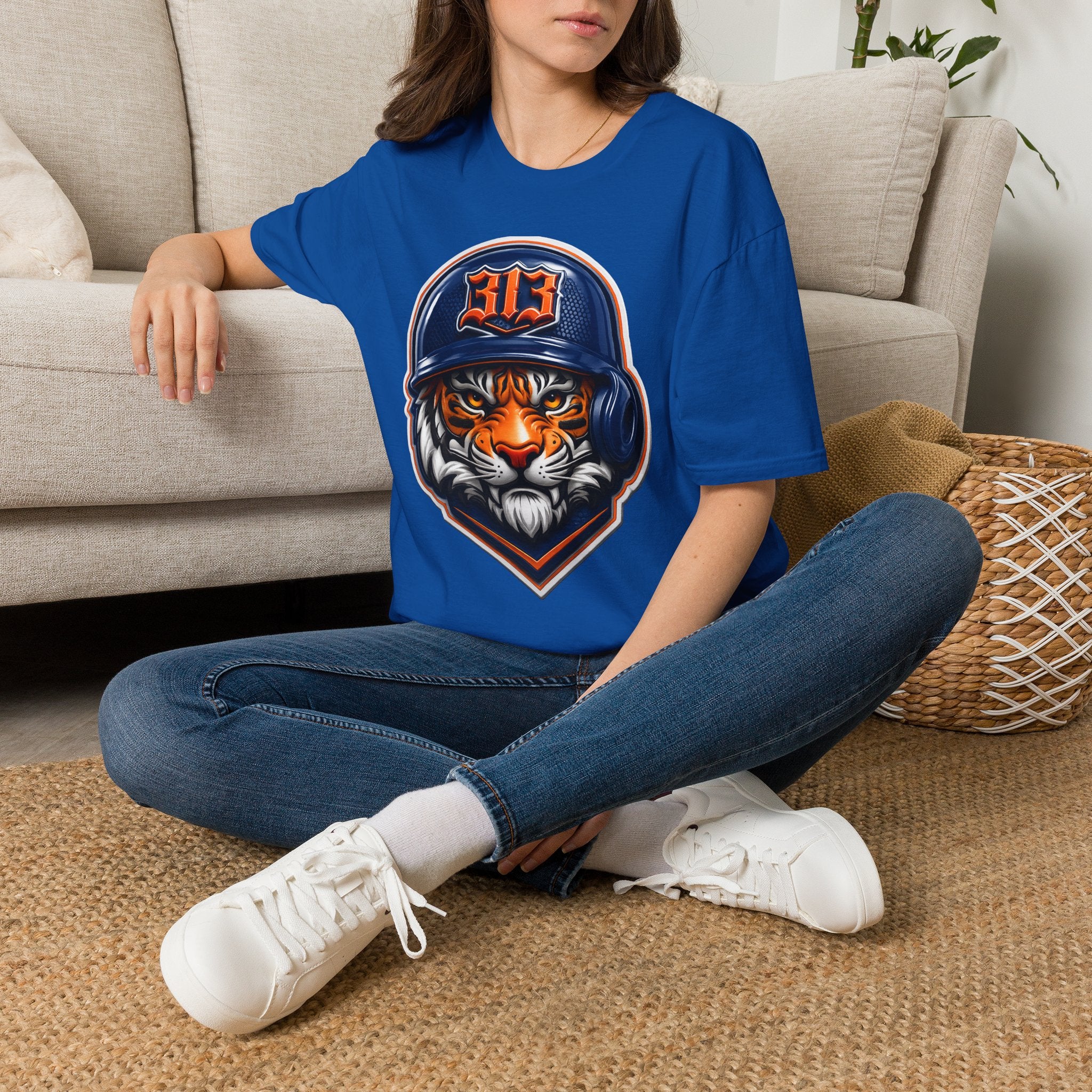 Tiger Mascot Tee —  Helmet Graphic Baseball T-Shirt