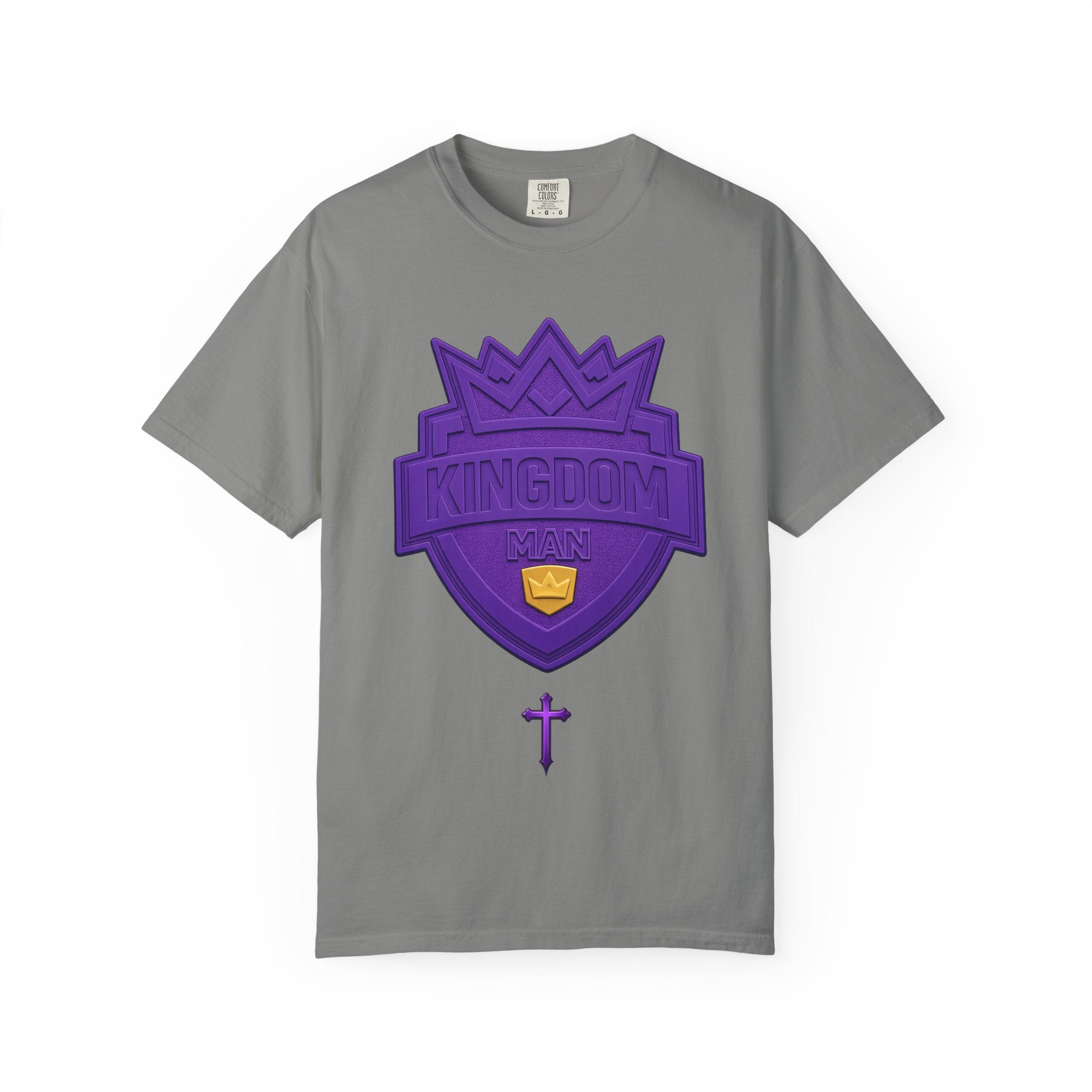 Kingdom Shield T-Shirt — Purple Crest Cross Graphic Tee