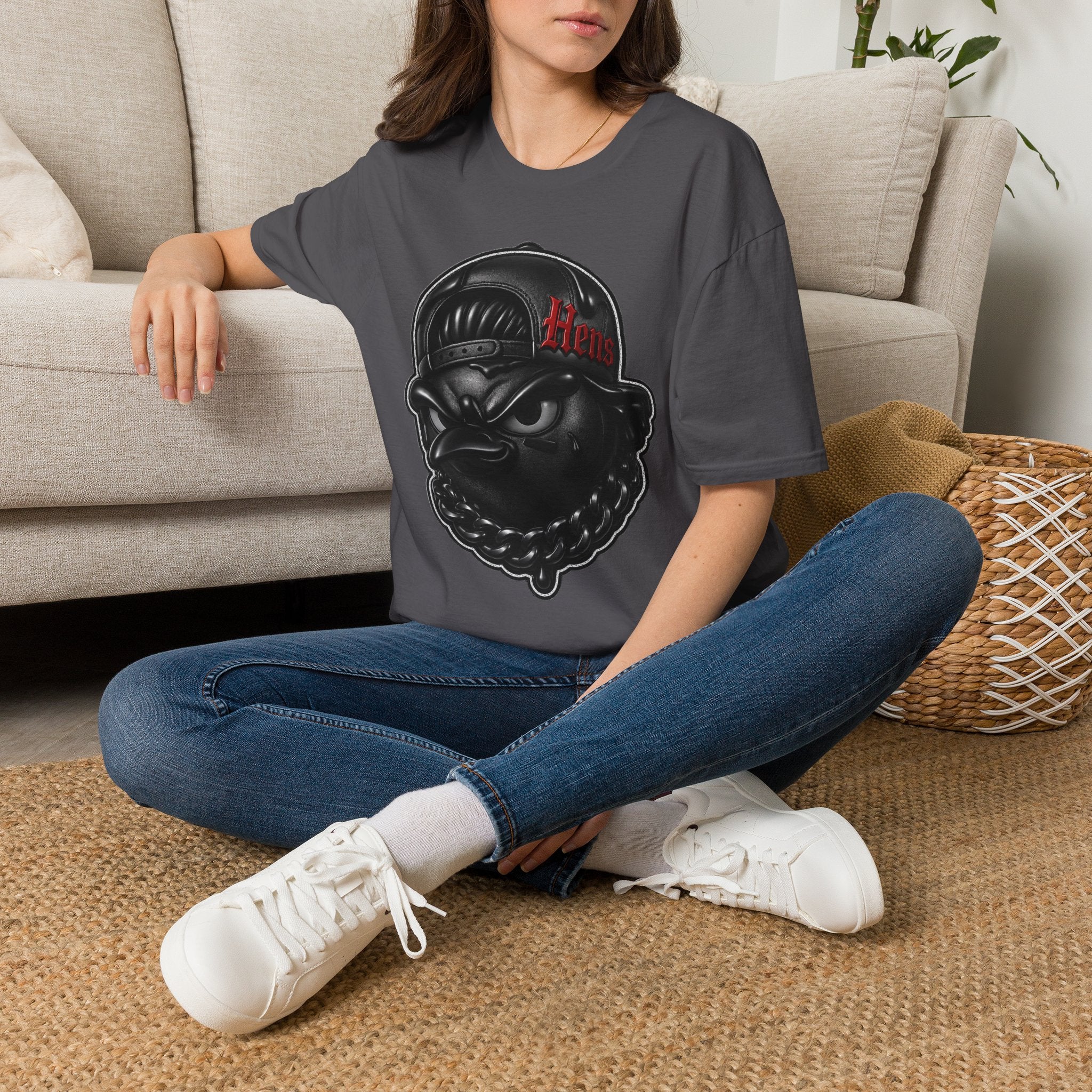 Black Out Hens T-Shirt — Edgy Streetwear Tee with "Hens" Cap Graphic