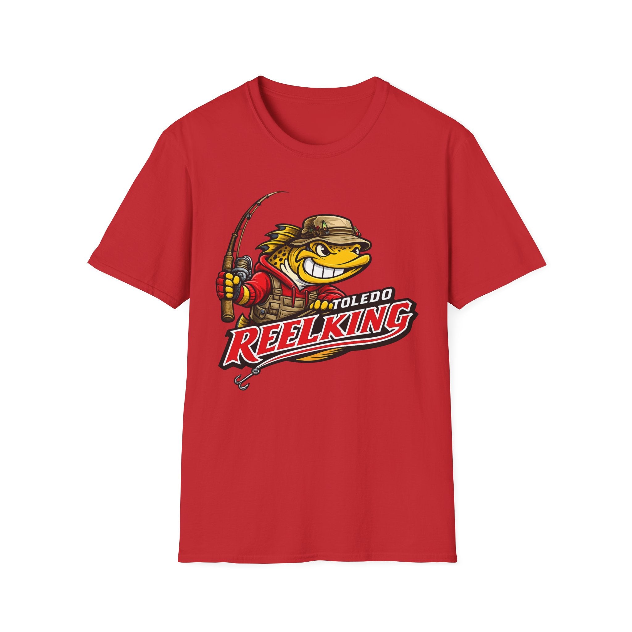 Toledo Reel King Fishing T-Shirt — Mascot Fisherman Tee