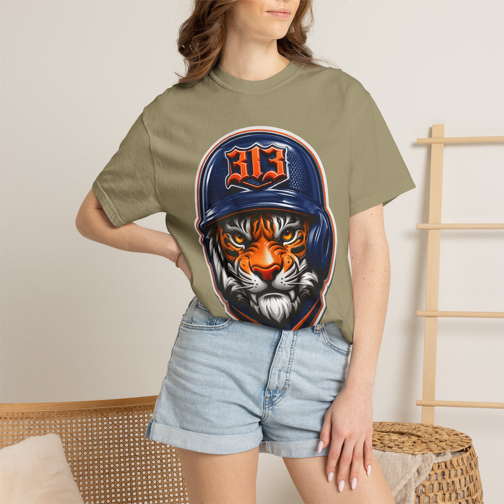 Baseball Helmet T-Shirt — 313 Tiger Sports Logo Tee