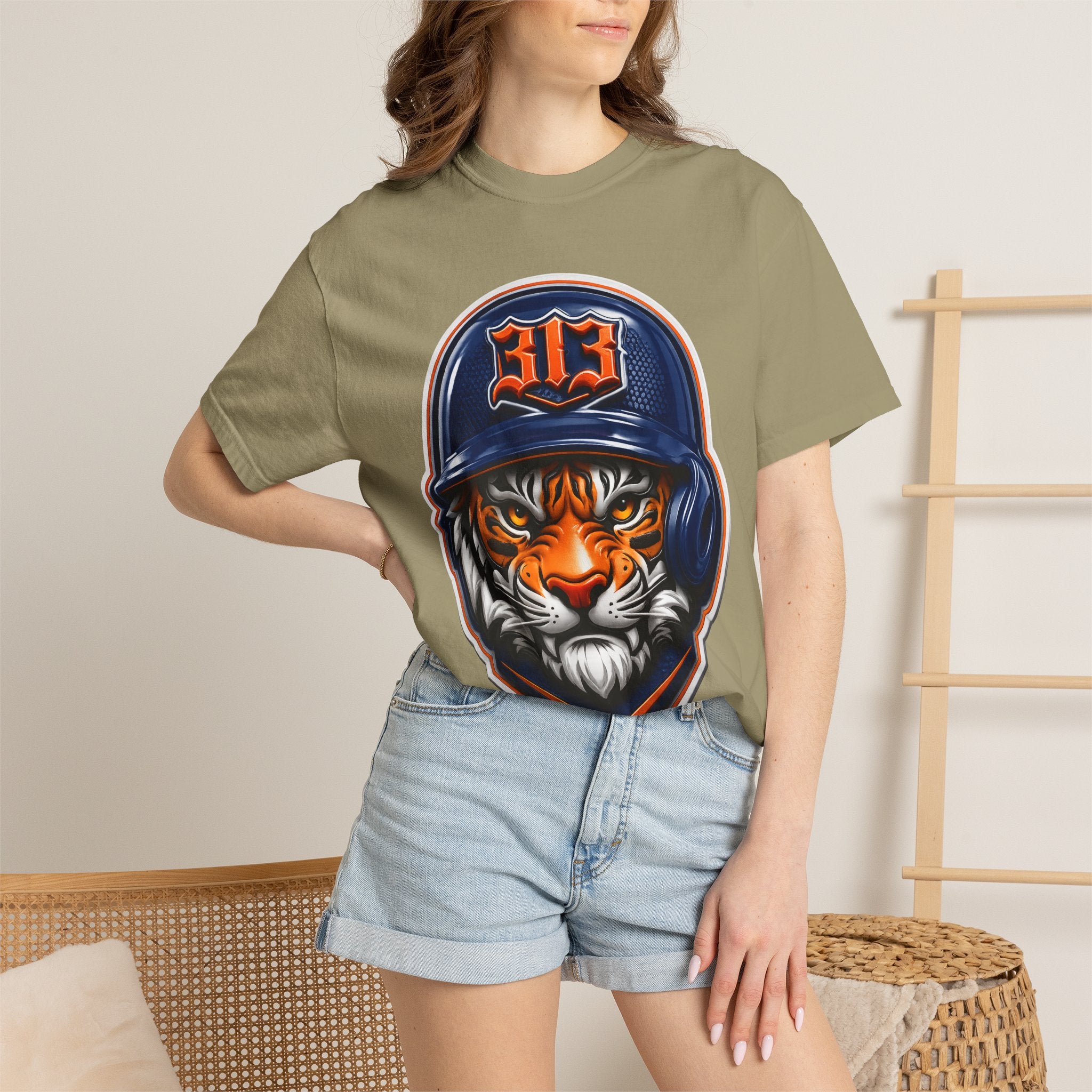 Baseball Helmet T-Shirt — 313 Tiger Sports Logo Tee