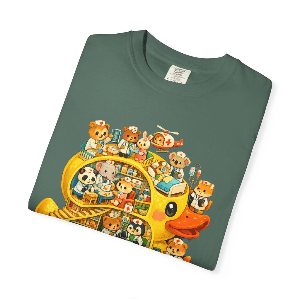 Duck Village Medical T‑Shirt — Whimsical Animal Town Illustration
