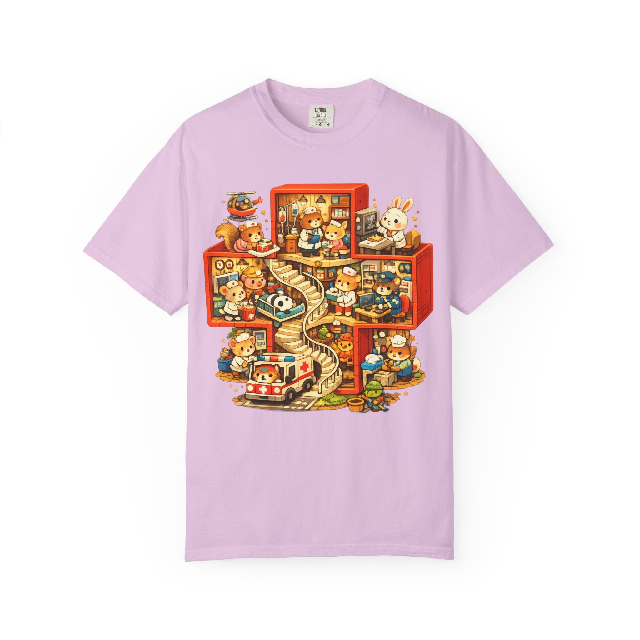 Medical Cross T-Shirt — Cute Vintage Kids’ Small World Illustration