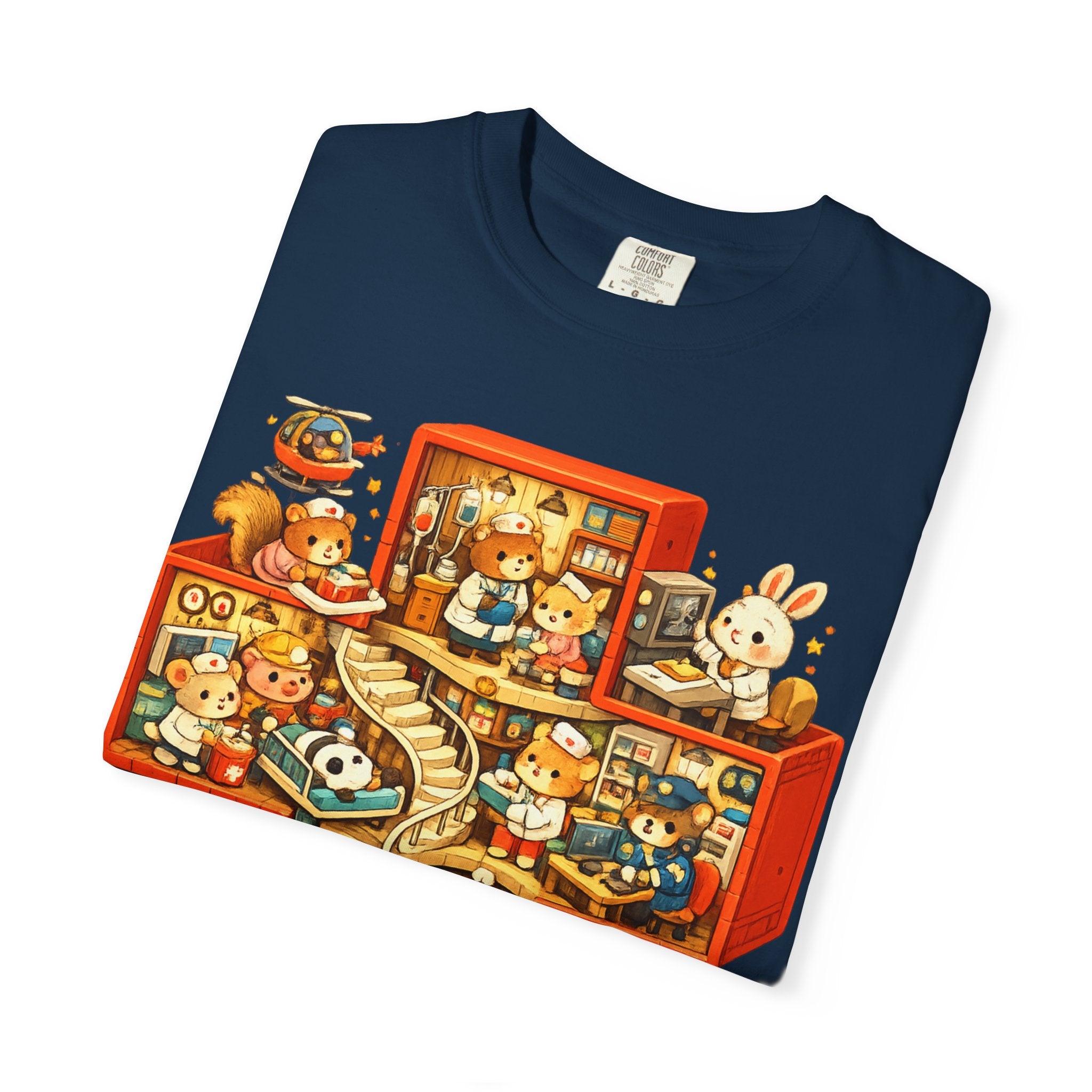 Medical Cross T-Shirt — Cute Vintage Kids’ Small World Illustration