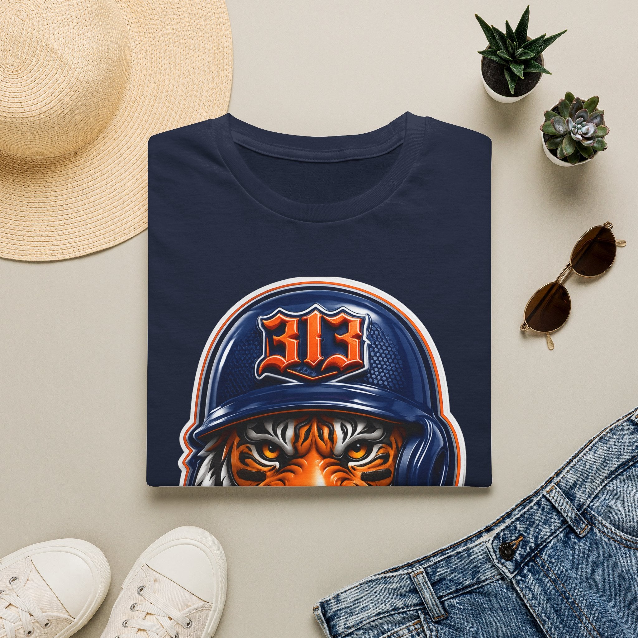 Tiger Mascot Tee —  Helmet Graphic Baseball T-Shirt