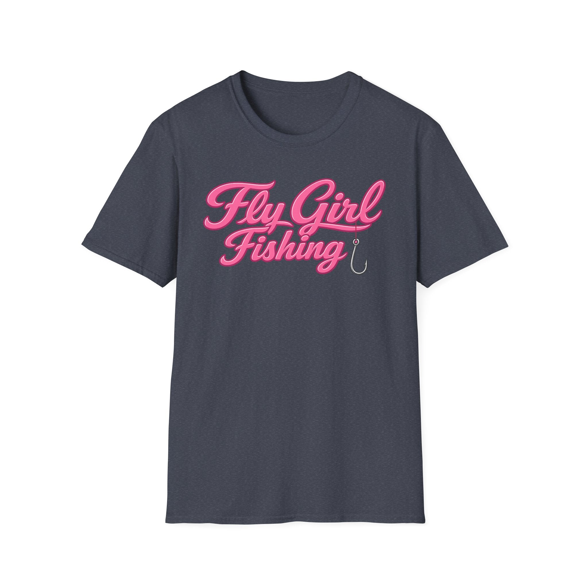 Fly Girl Fishing T-Shirt — Pink Script Women’s Fishing Tee