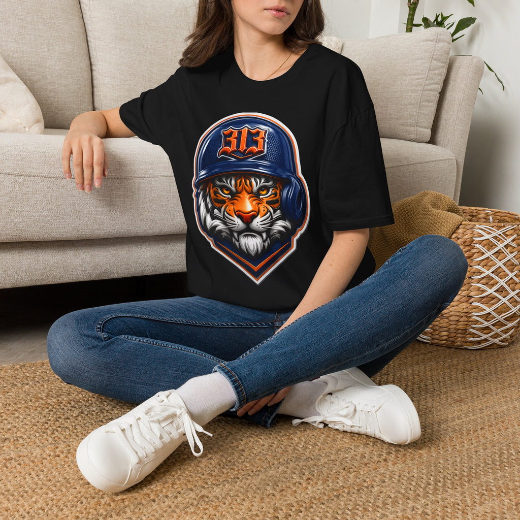 Tiger Mascot Tee —  Helmet Graphic Baseball T-Shirt