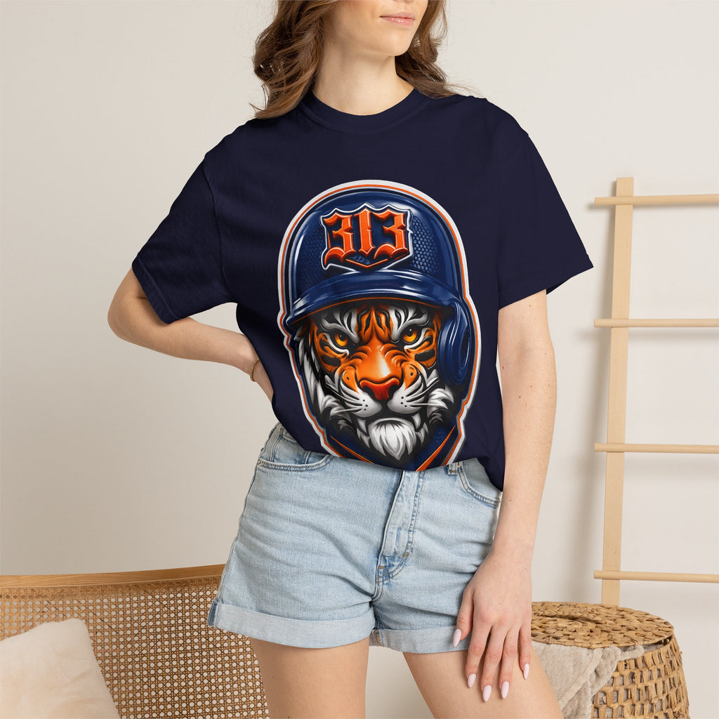 Baseball Helmet T-Shirt — 313 Tiger Sports Logo Tee