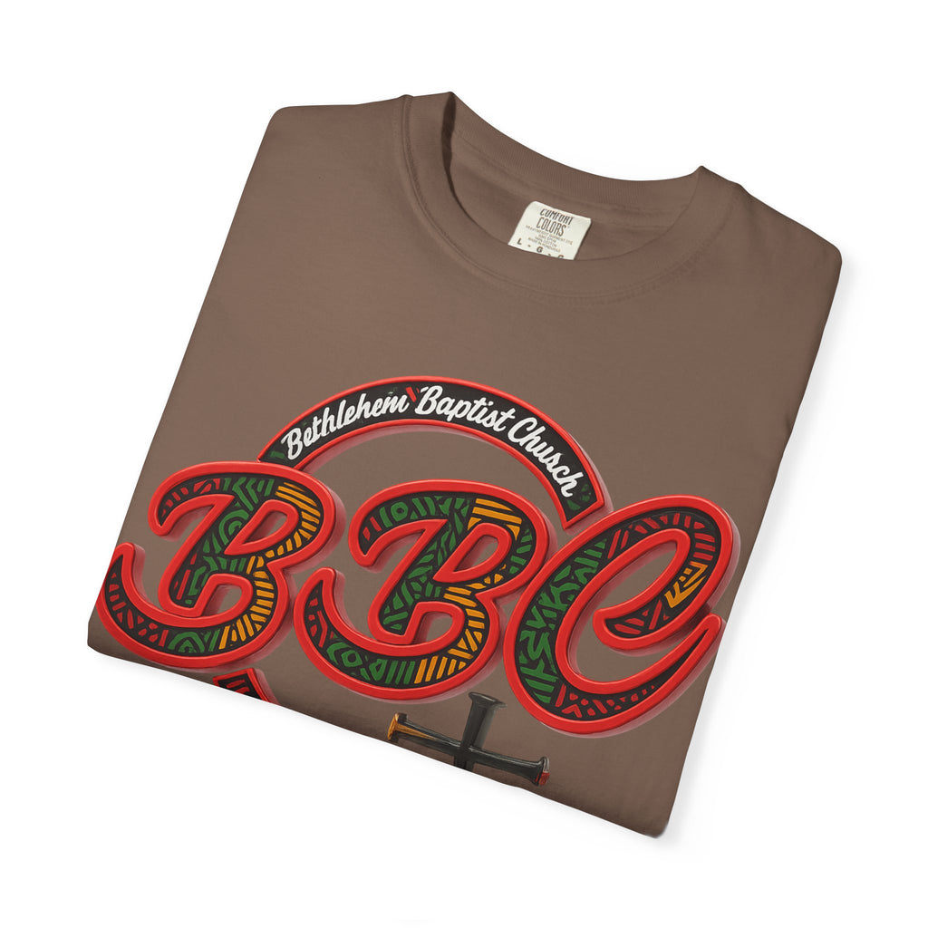 BBC Church T-Shirt – African Art Inspired Gospel Tee with Cross