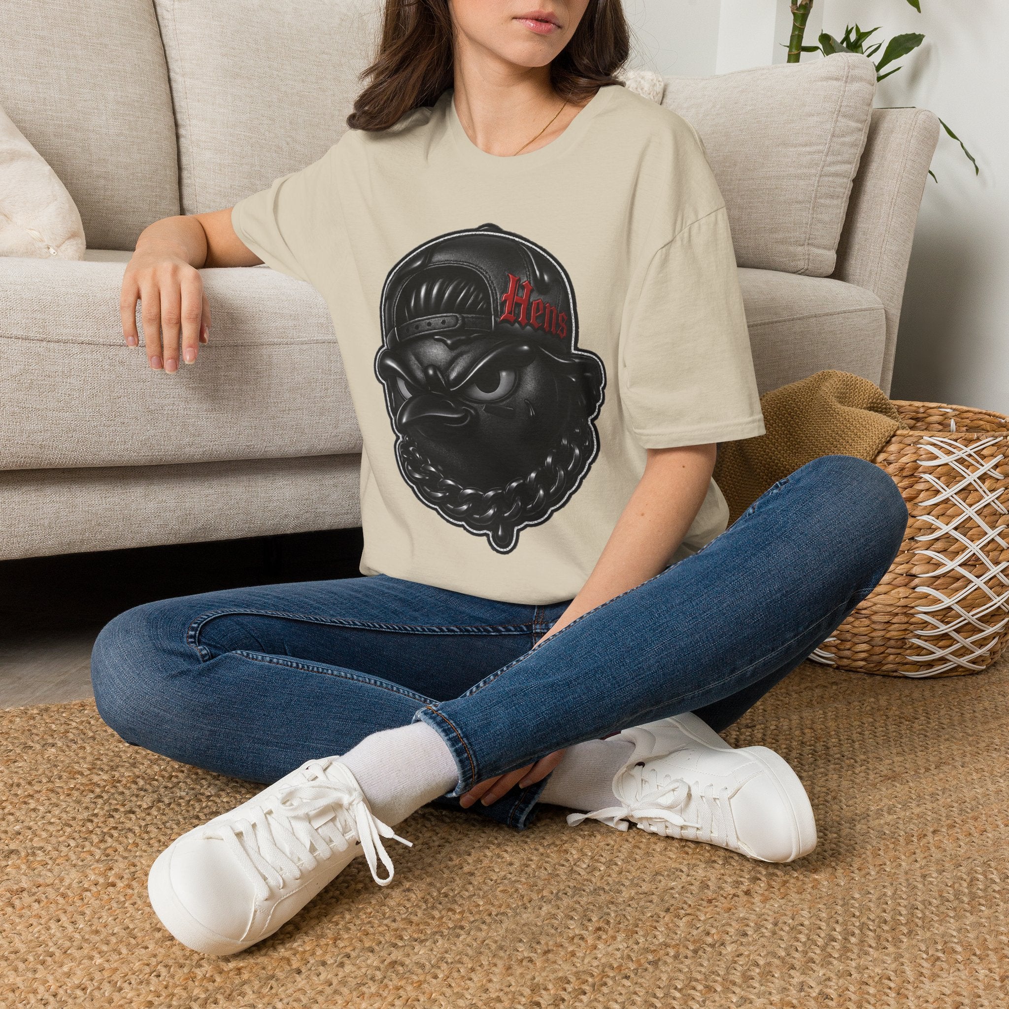 Black Out Hens T-Shirt — Edgy Streetwear Tee with "Hens" Cap Graphic
