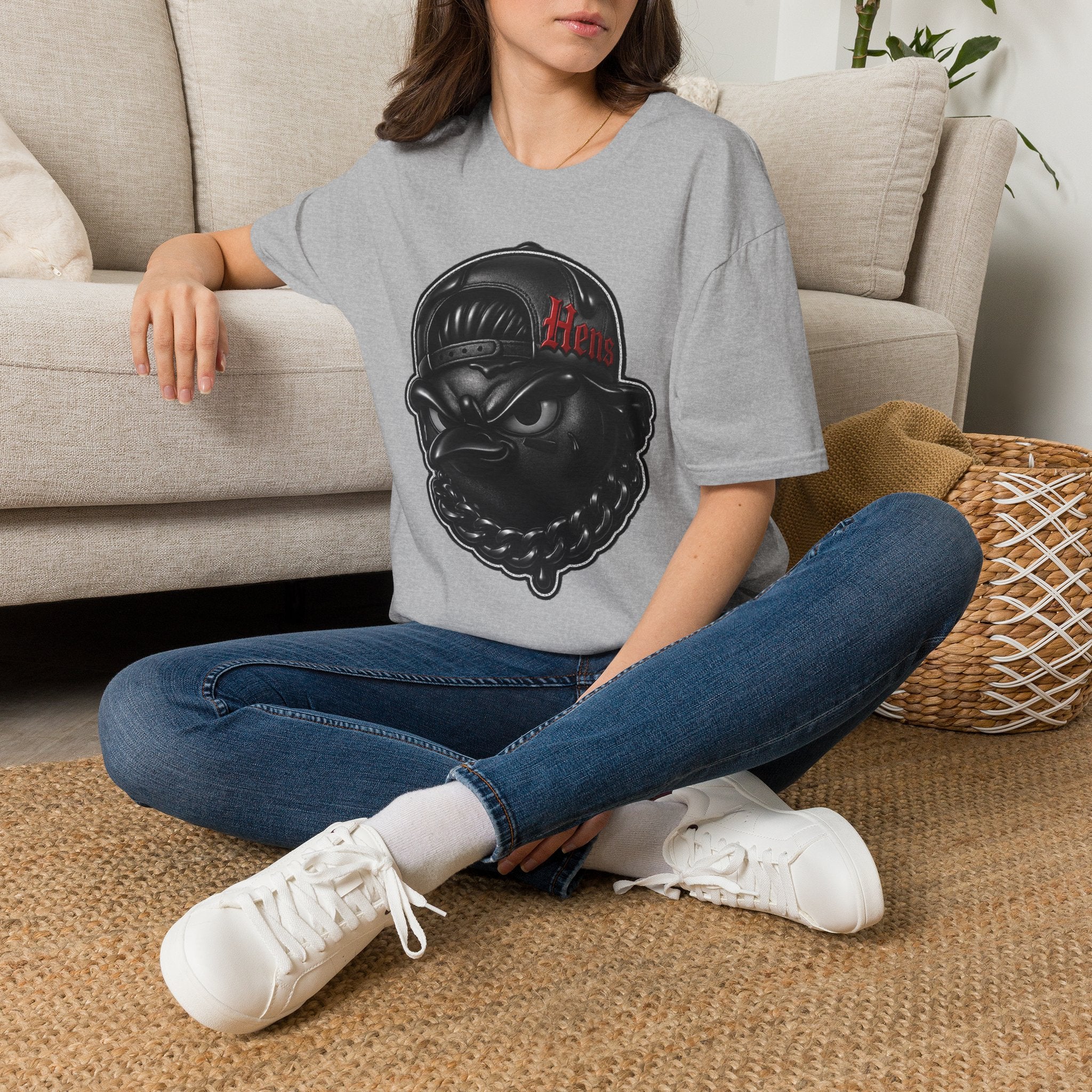 Black Out Hens T-Shirt — Edgy Streetwear Tee with "Hens" Cap Graphic