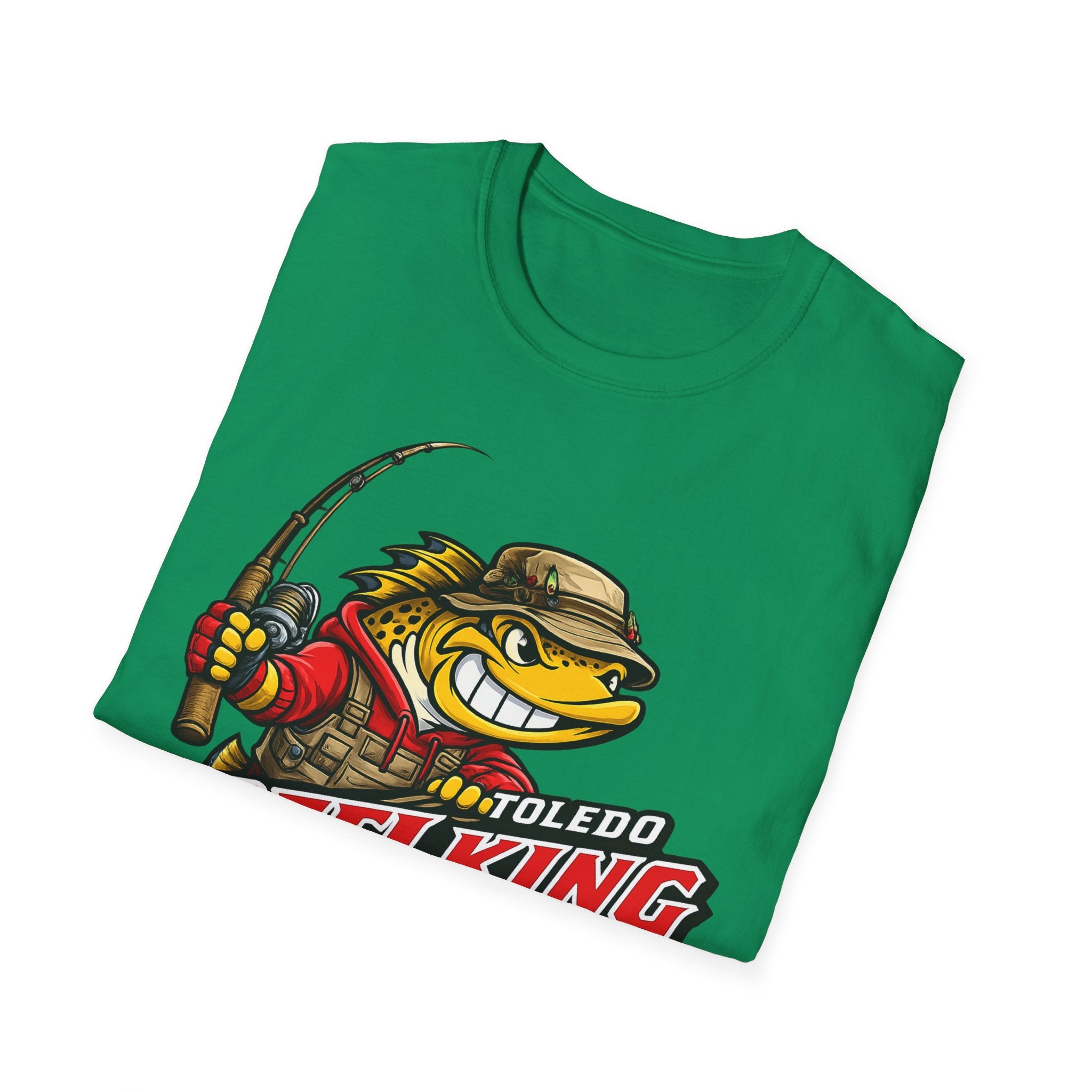 Toledo Reel King Fishing T-Shirt — Mascot Fisherman Tee