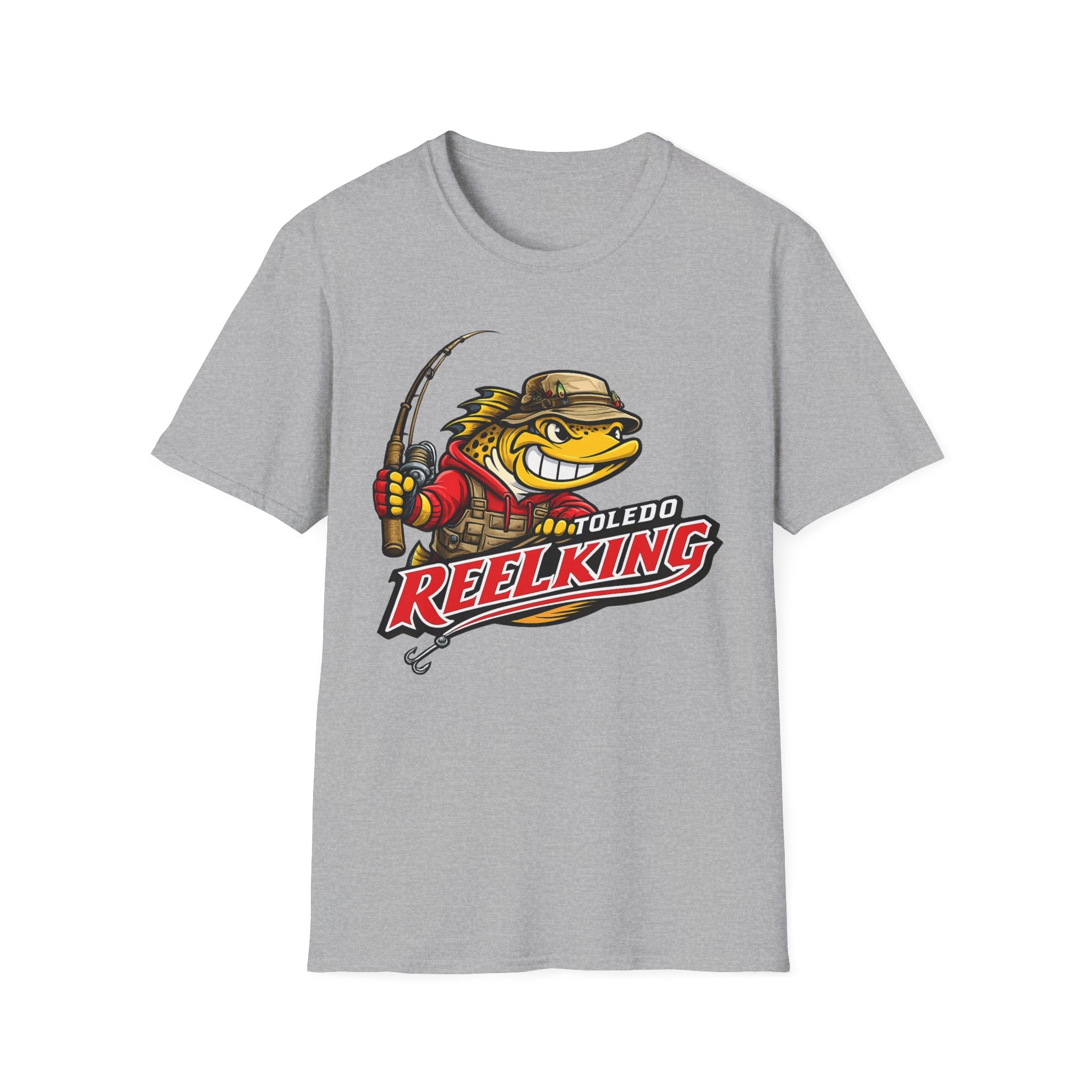 Toledo Reel King Fishing T-Shirt — Mascot Fisherman Tee