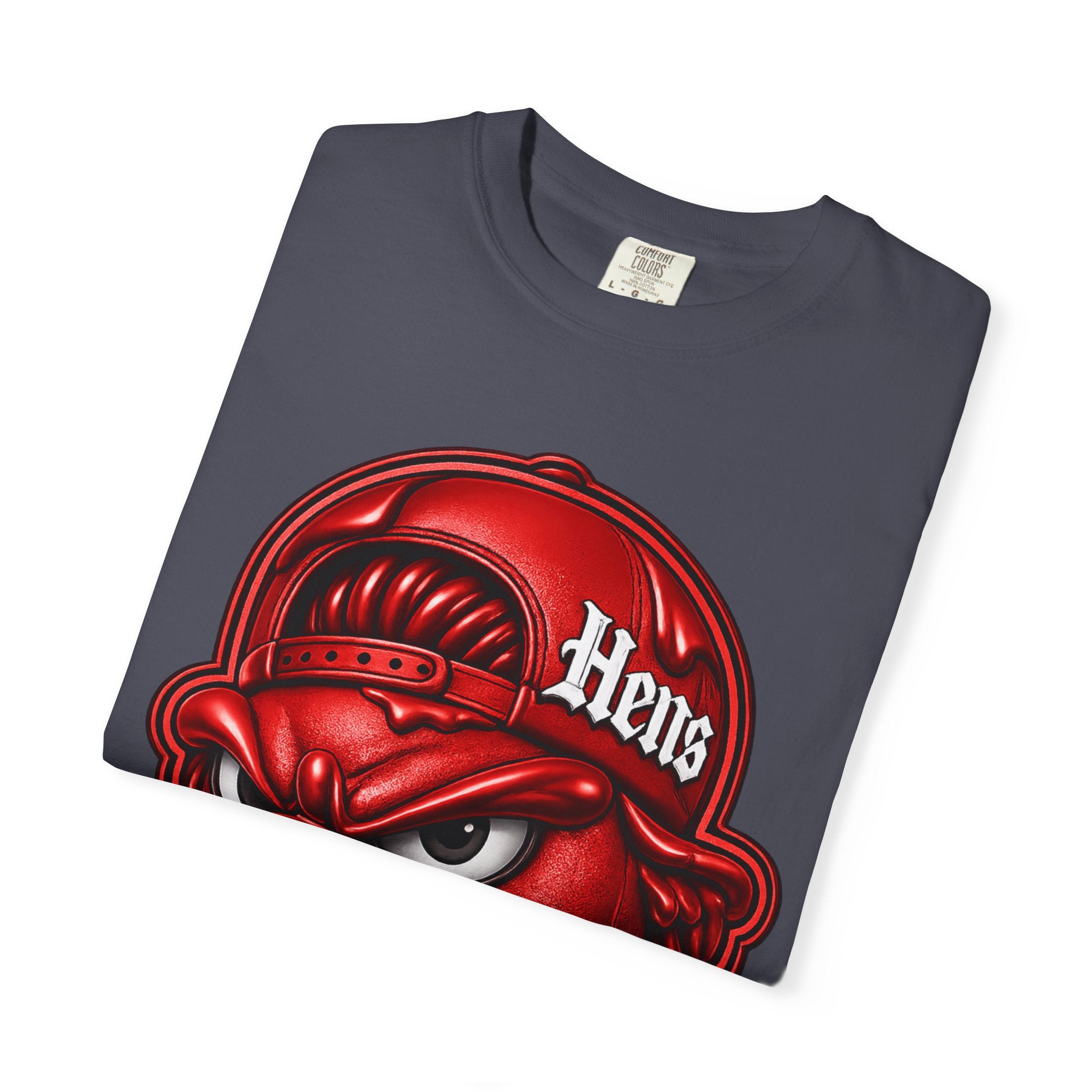 Hens Streetwear Graphic T‑Shirt — Bold Red Mascot Design