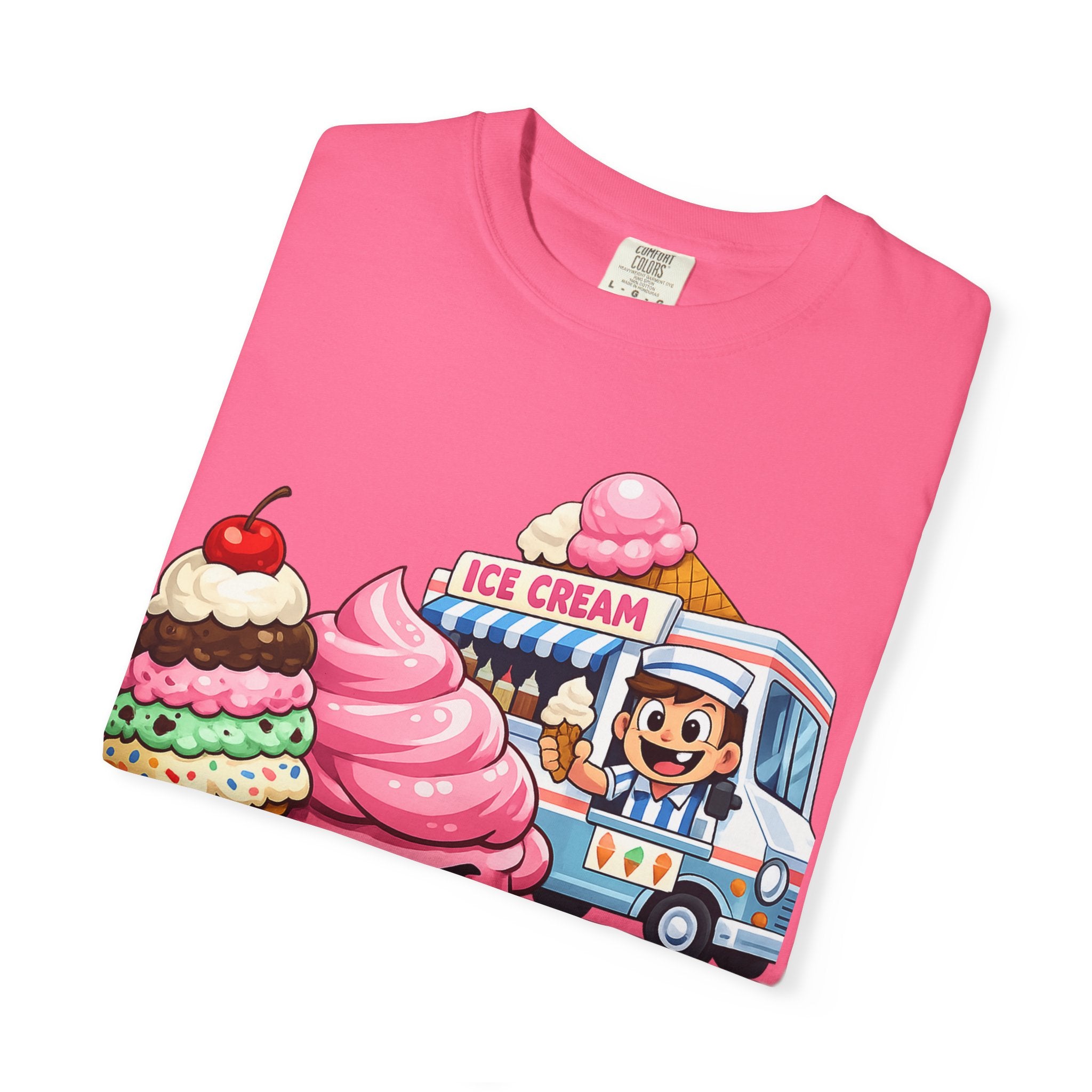 Ice Cream Truck Tee — Cute Cartoon Cupcake & Cone Graphic T-Shirt