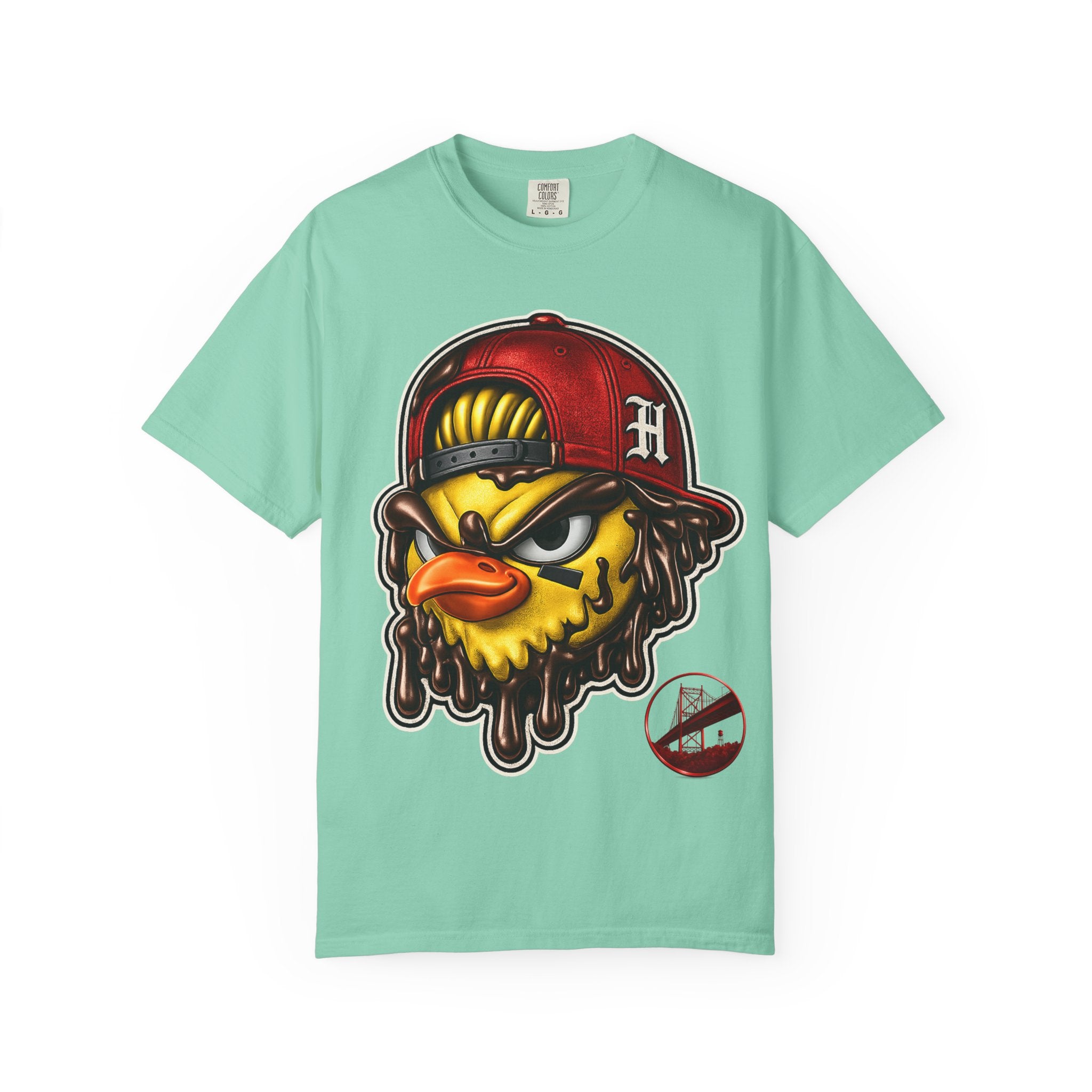 Hen Street Graphic T-Shirt — Streetwear Baseball Cap Mascot Tee