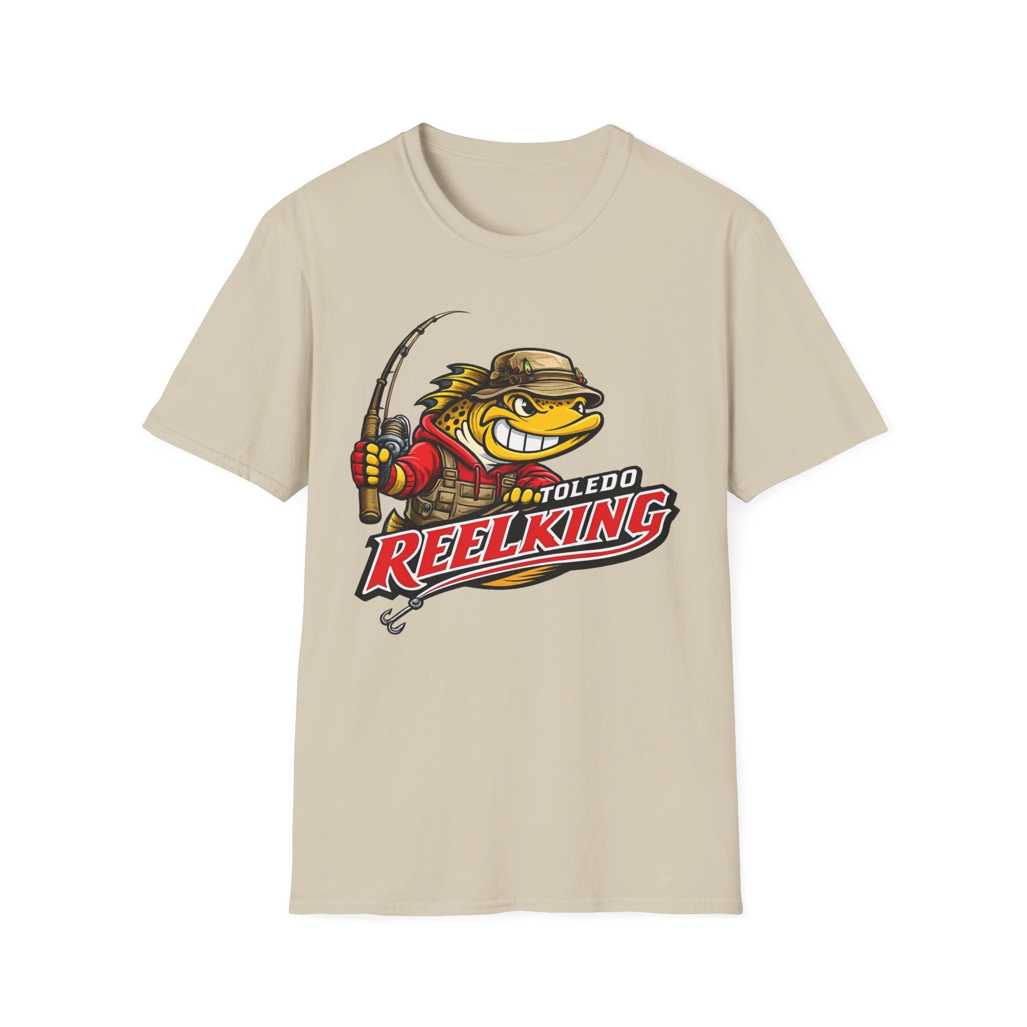Toledo Reel King Fishing T-Shirt — Mascot Fisherman Tee