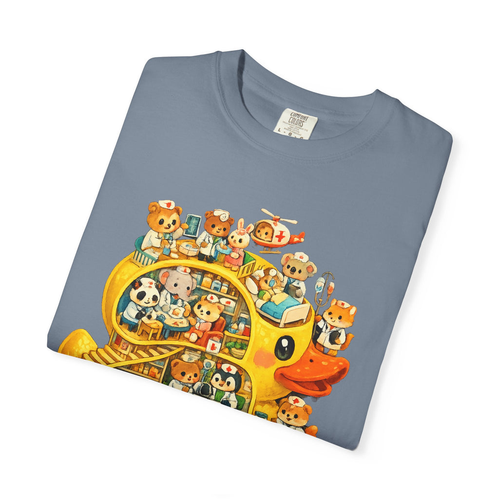 Duck Village Medical T‑Shirt — Whimsical Animal Town Illustration