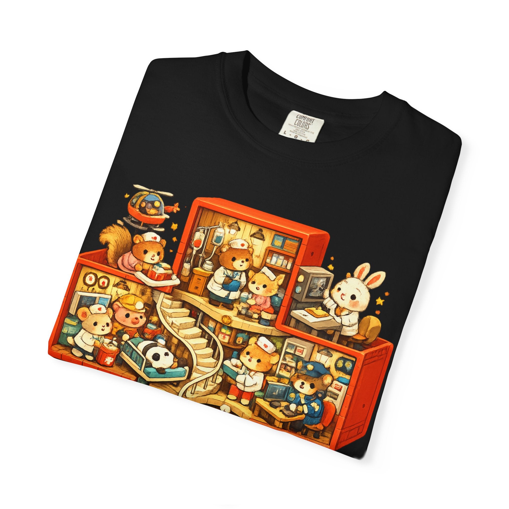 Medical Cross T-Shirt — Cute Vintage Kids’ Small World Illustration