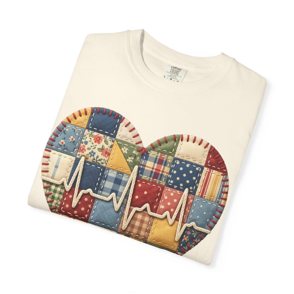 We Care Heart Patchwork T-Shirt — Nurse & Healthcare Appreciation Tee