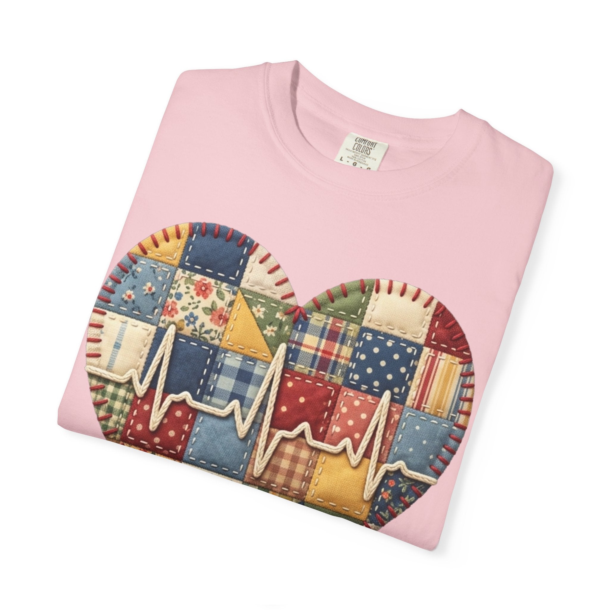 We Care Heart Patchwork T-Shirt — Nurse & Healthcare Appreciation Tee