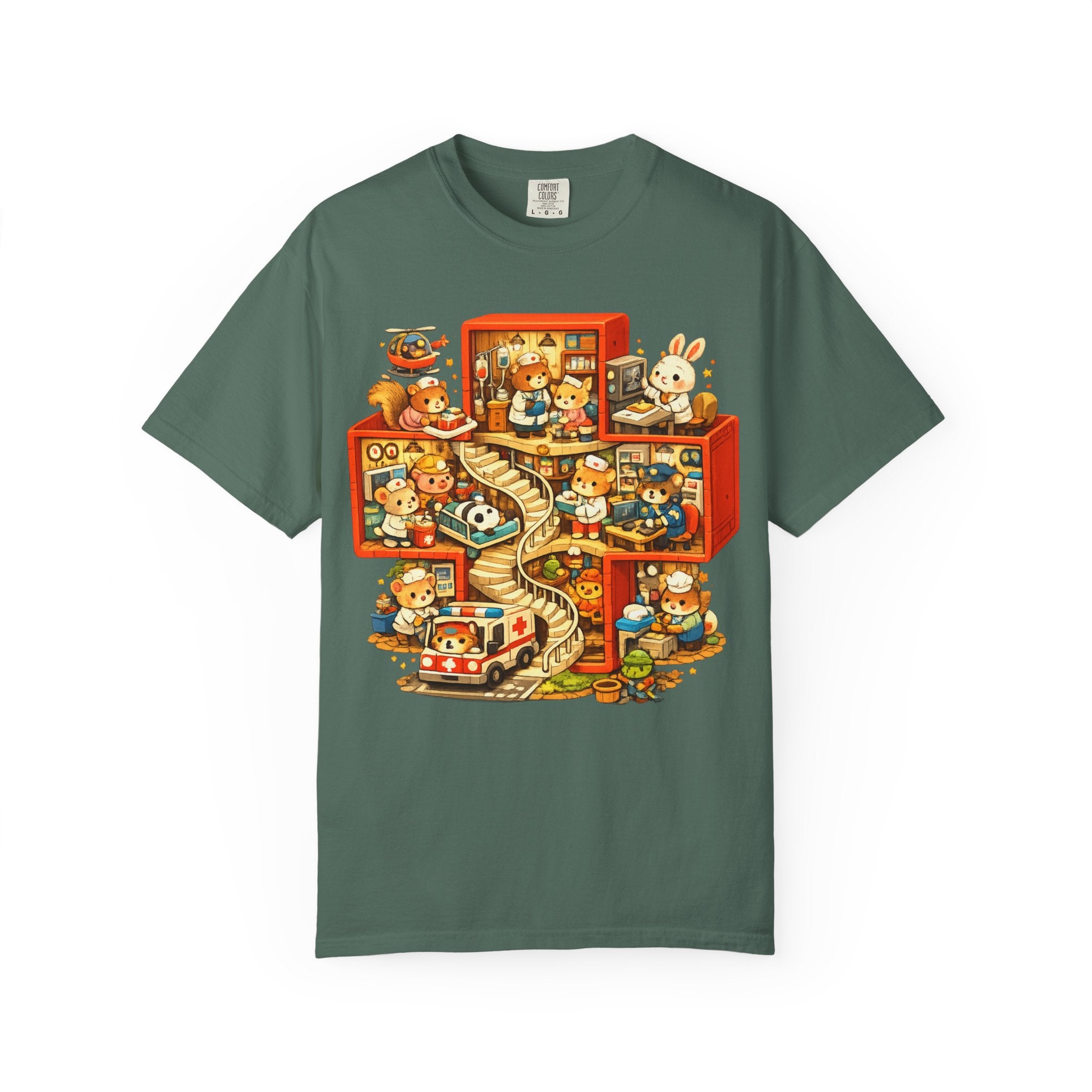 Medical Cross T-Shirt — Cute Vintage Kids’ Small World Illustration