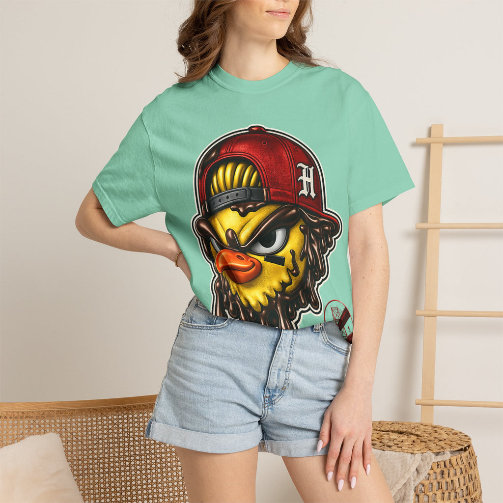 Hen Street Graphic T-Shirt — Streetwear Baseball Cap Mascot Tee