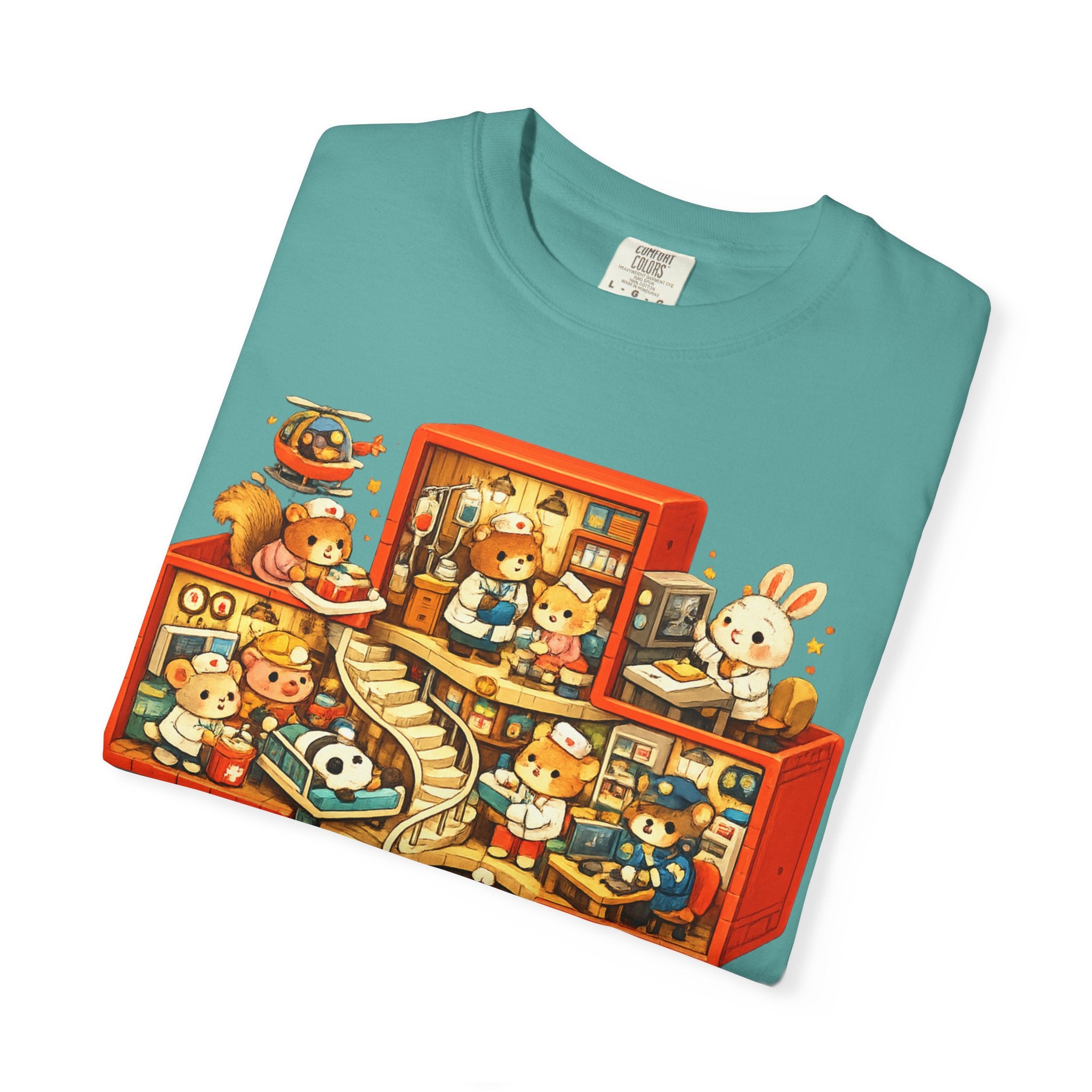 Medical Cross T-Shirt — Cute Vintage Kids’ Small World Illustration