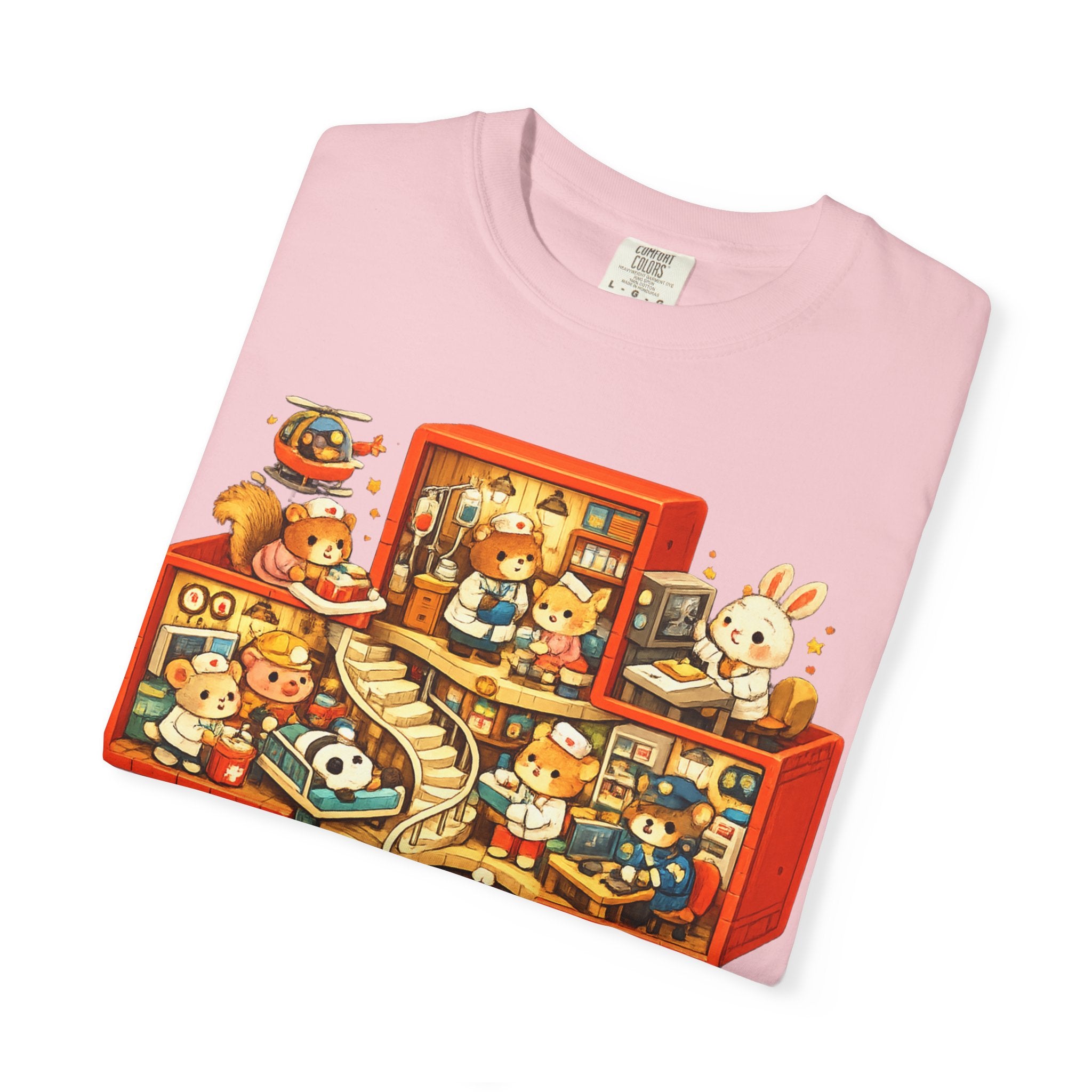 Medical Cross T-Shirt — Cute Vintage Kids’ Small World Illustration