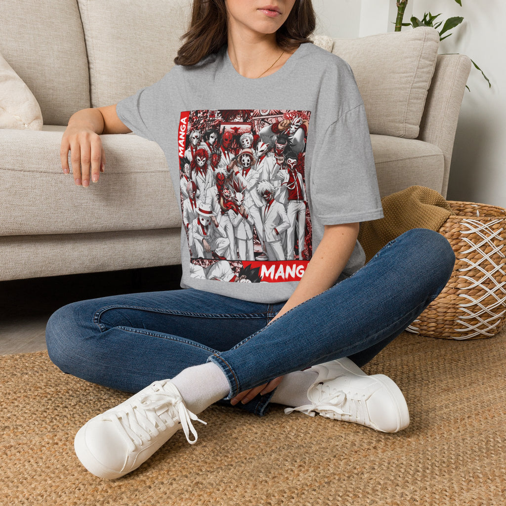 Manga Crew Characters Graphic T-Shirt — Red Noire Anime, Soft Gildan tee
