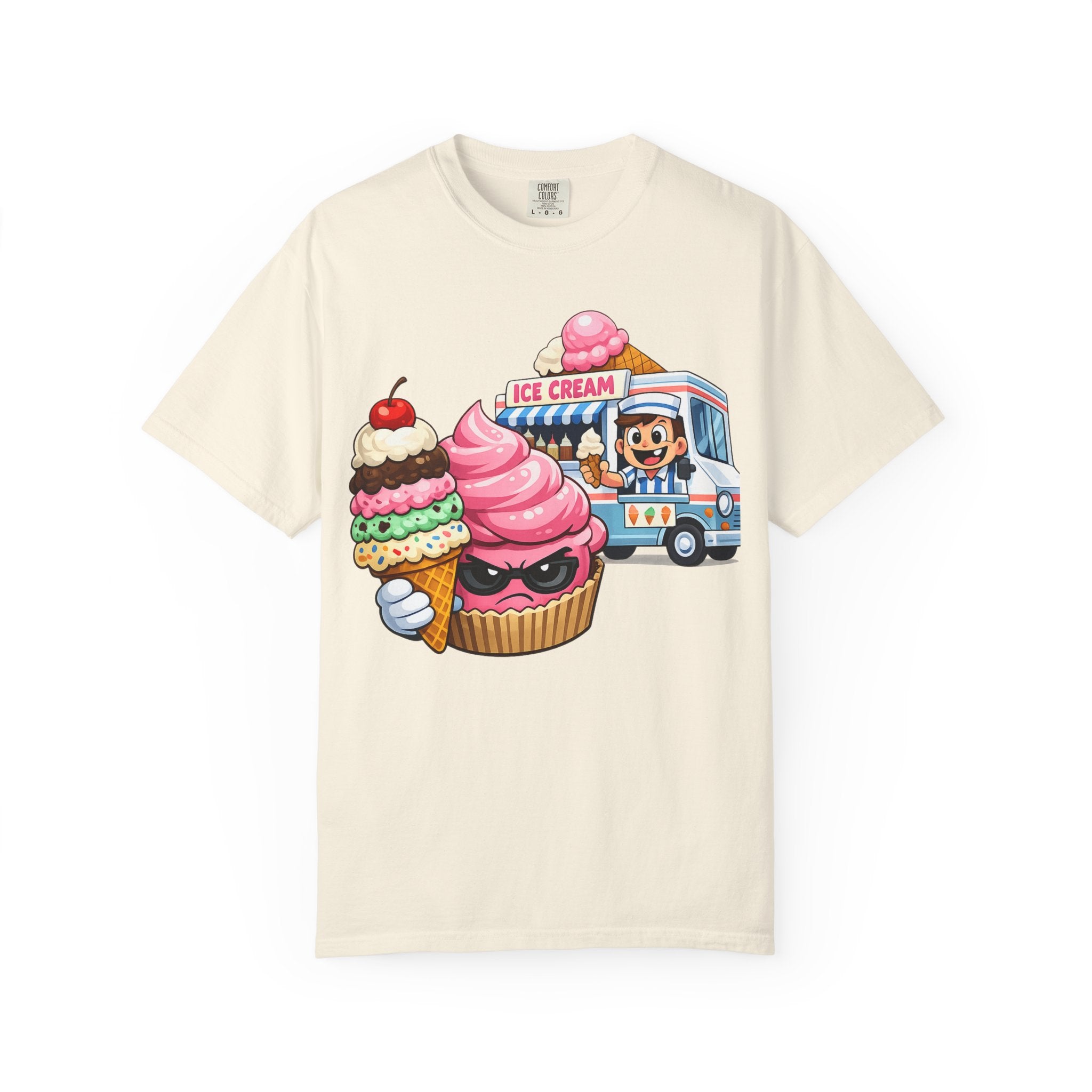 Ice Cream Truck Tee — Cute Cartoon Cupcake & Cone Graphic T-Shirt