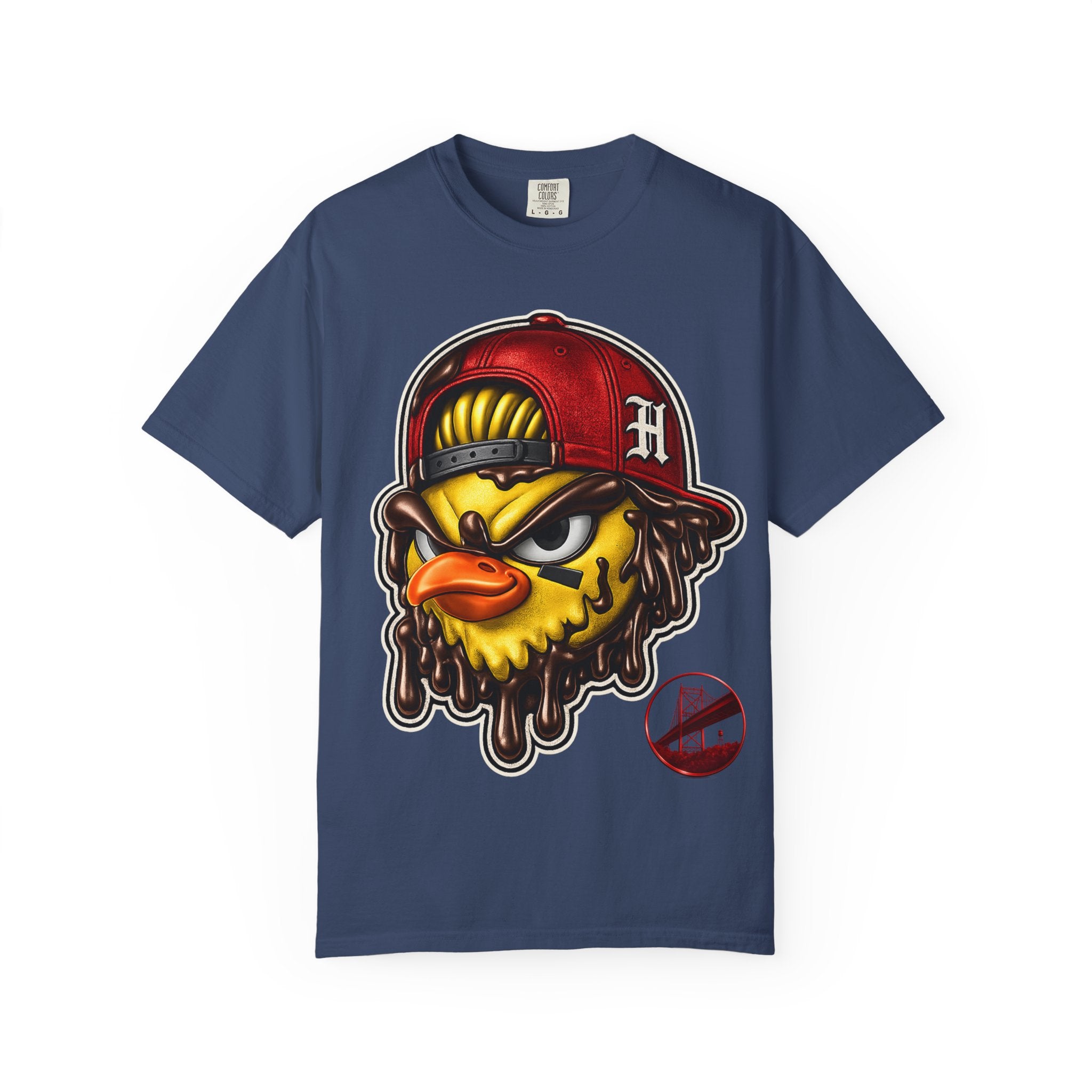 Hen Street Graphic T-Shirt — Streetwear Baseball Cap Mascot Tee