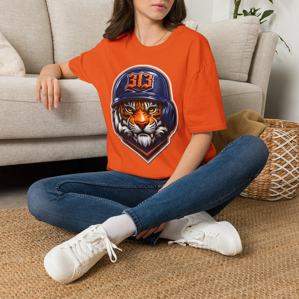 Tiger Mascot Tee —  Helmet Graphic Baseball T-Shirt