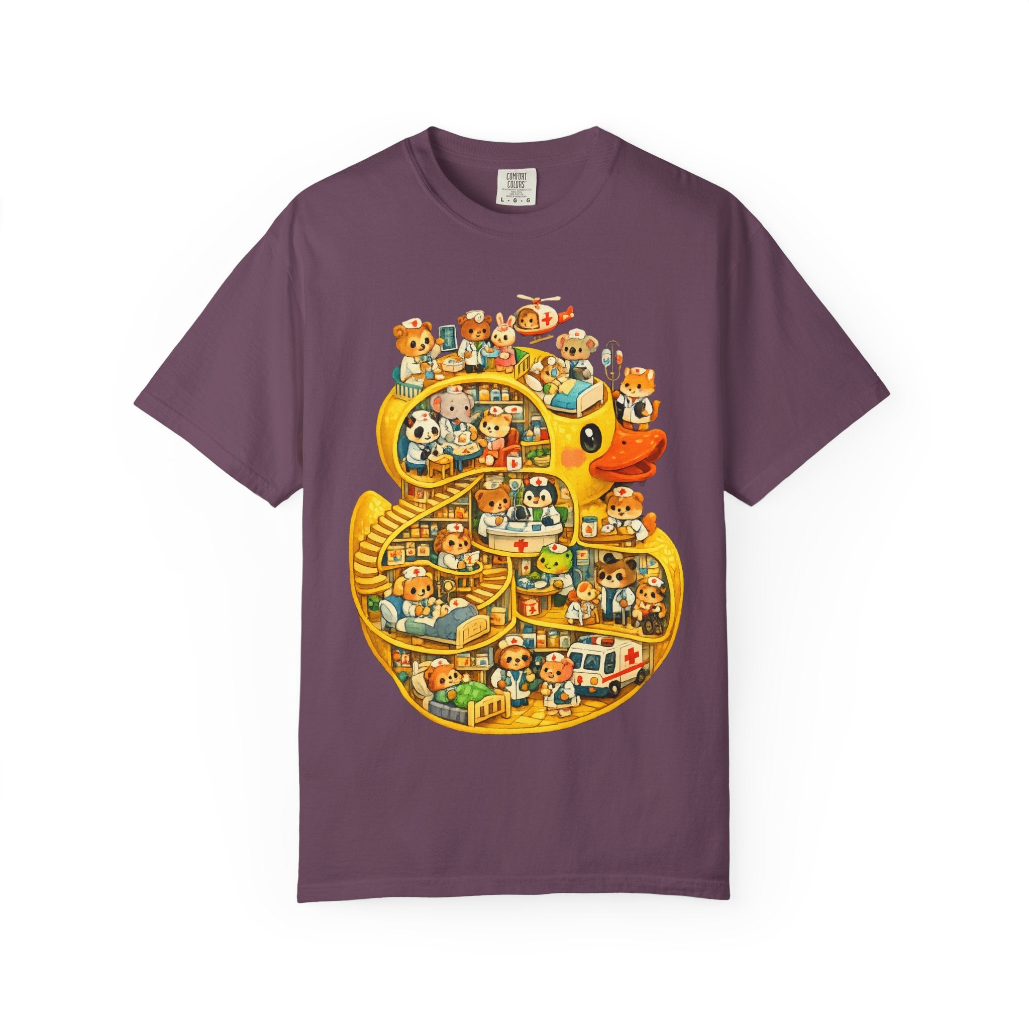 Duck Village Medical T‑Shirt — Whimsical Animal Town Illustration