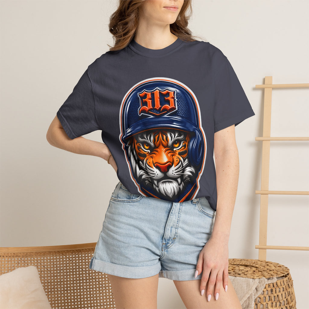 Baseball Helmet T-Shirt — 313 Tiger Sports Logo Tee