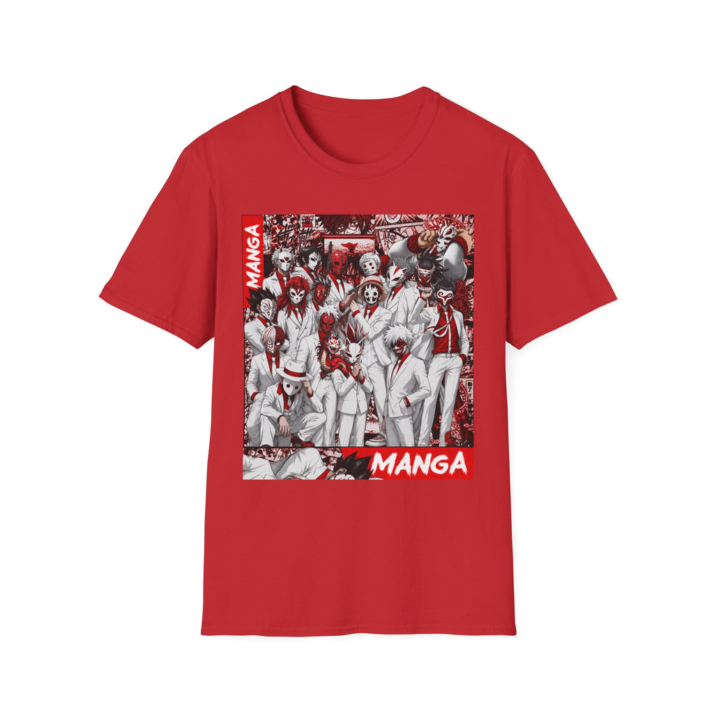 Manga Crew Characters Graphic T-Shirt — Red Noire Anime, Soft Gildan tee