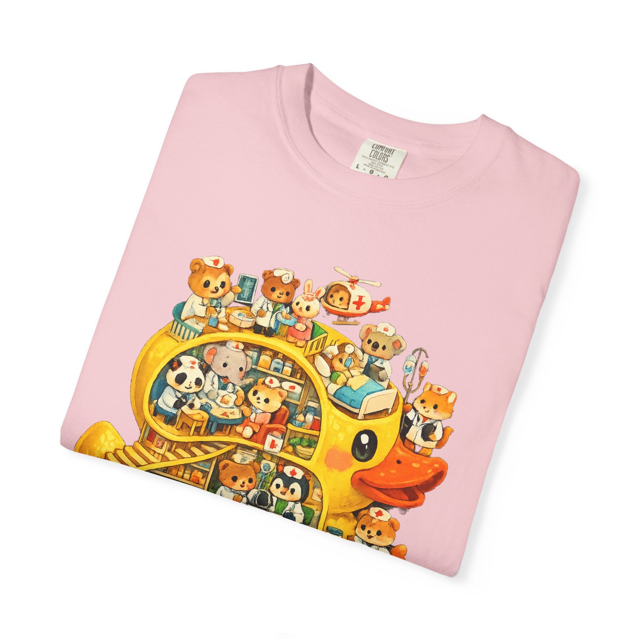 Duck Village Medical T‑Shirt — Whimsical Animal Town Illustration