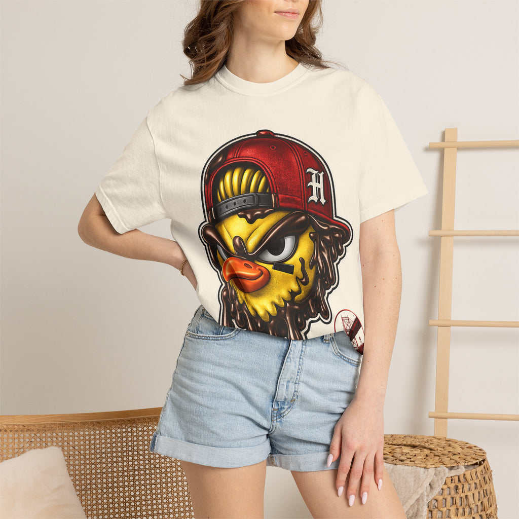 Hen Street Graphic T-Shirt — Streetwear Baseball Cap Mascot Tee