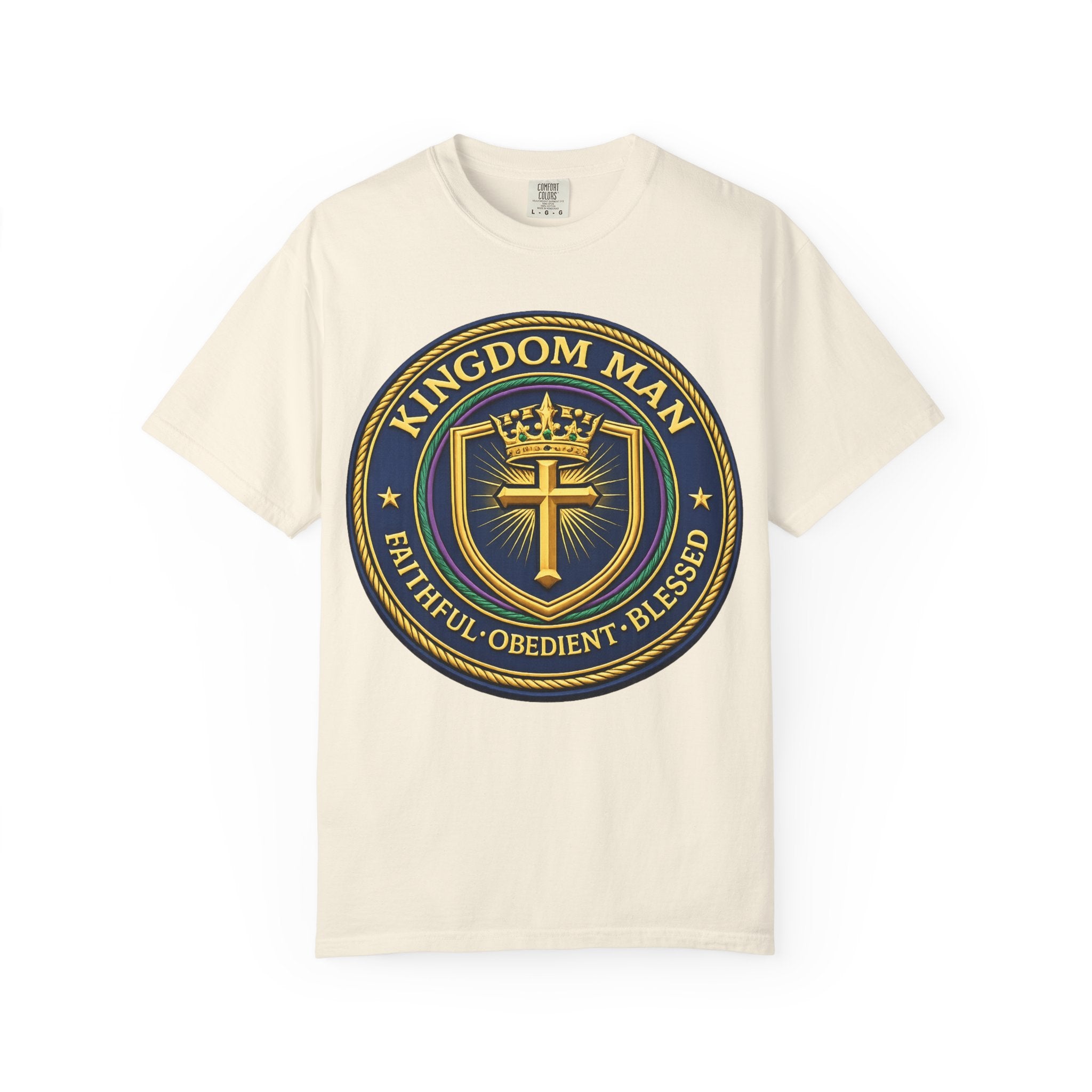 Kingdom Man T-Shirt — Faithful • Obedient • Blessed Christian Tee