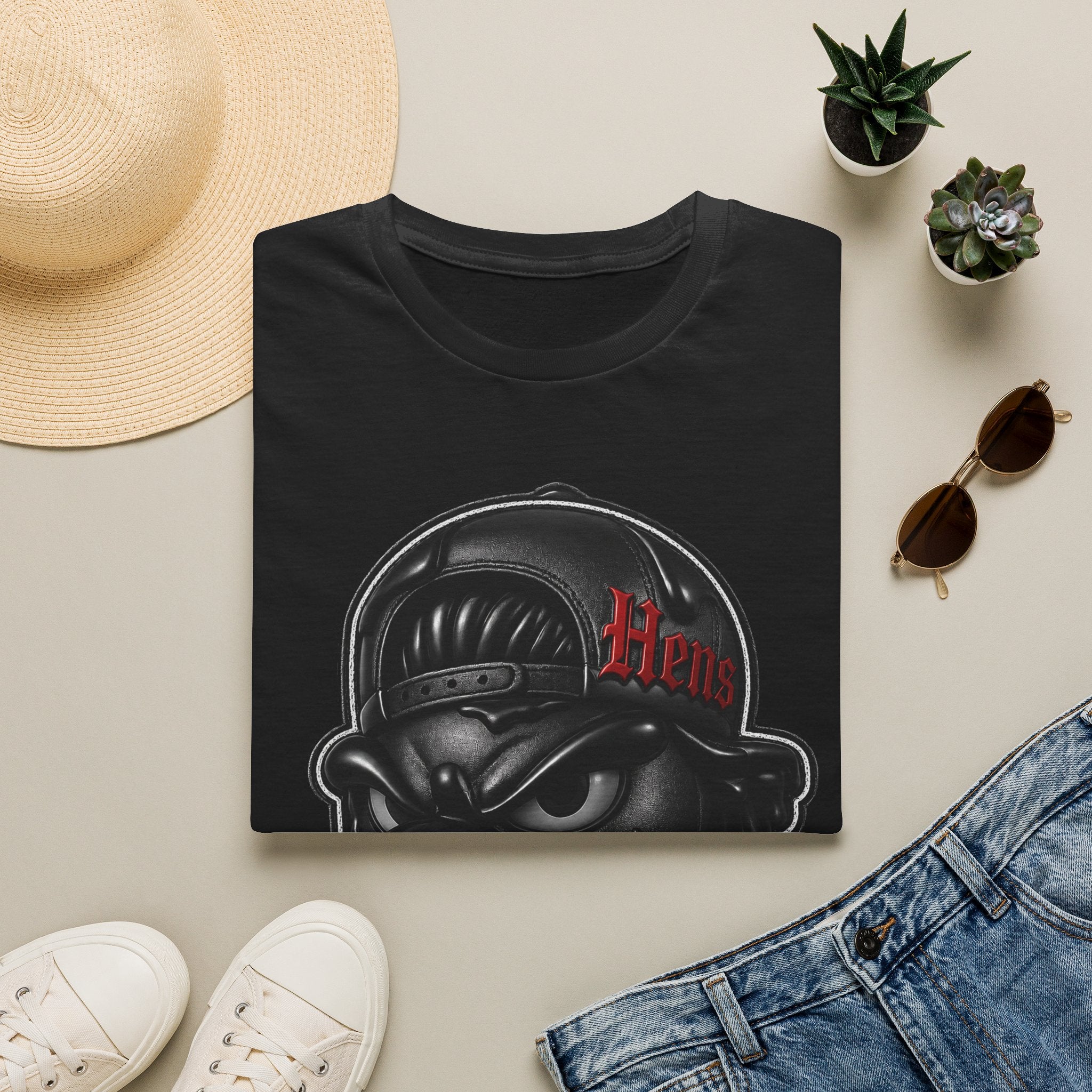 Black Out Hens T-Shirt — Edgy Streetwear Tee with "Hens" Cap Graphic