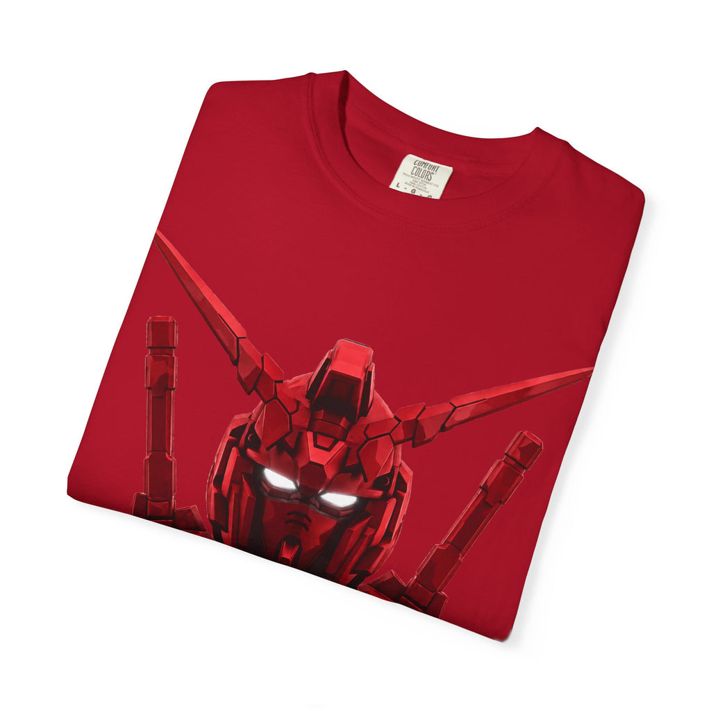 Red Mech Helmet T-Shirt — Anime Mecha Graphic Tee