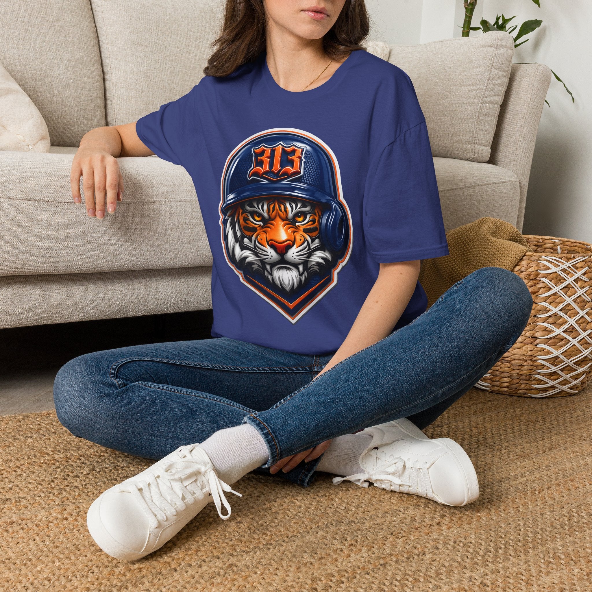 Tiger Mascot Tee —  Helmet Graphic Baseball T-Shirt