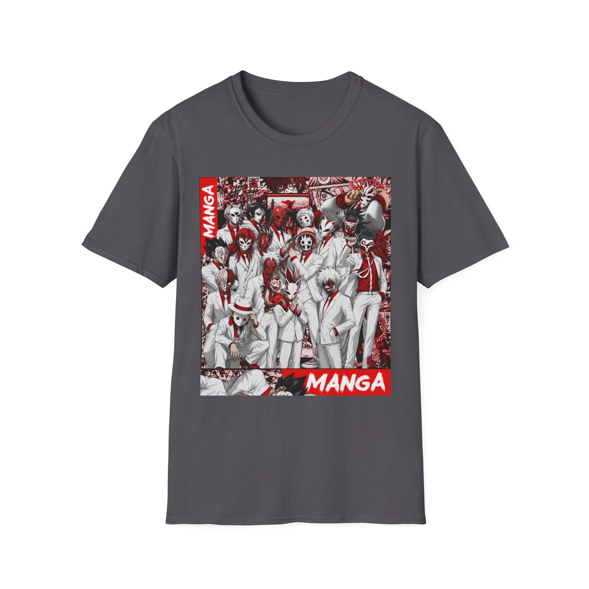 Manga Crew Characters Graphic T-Shirt — Red Noire Anime, Soft Gildan tee