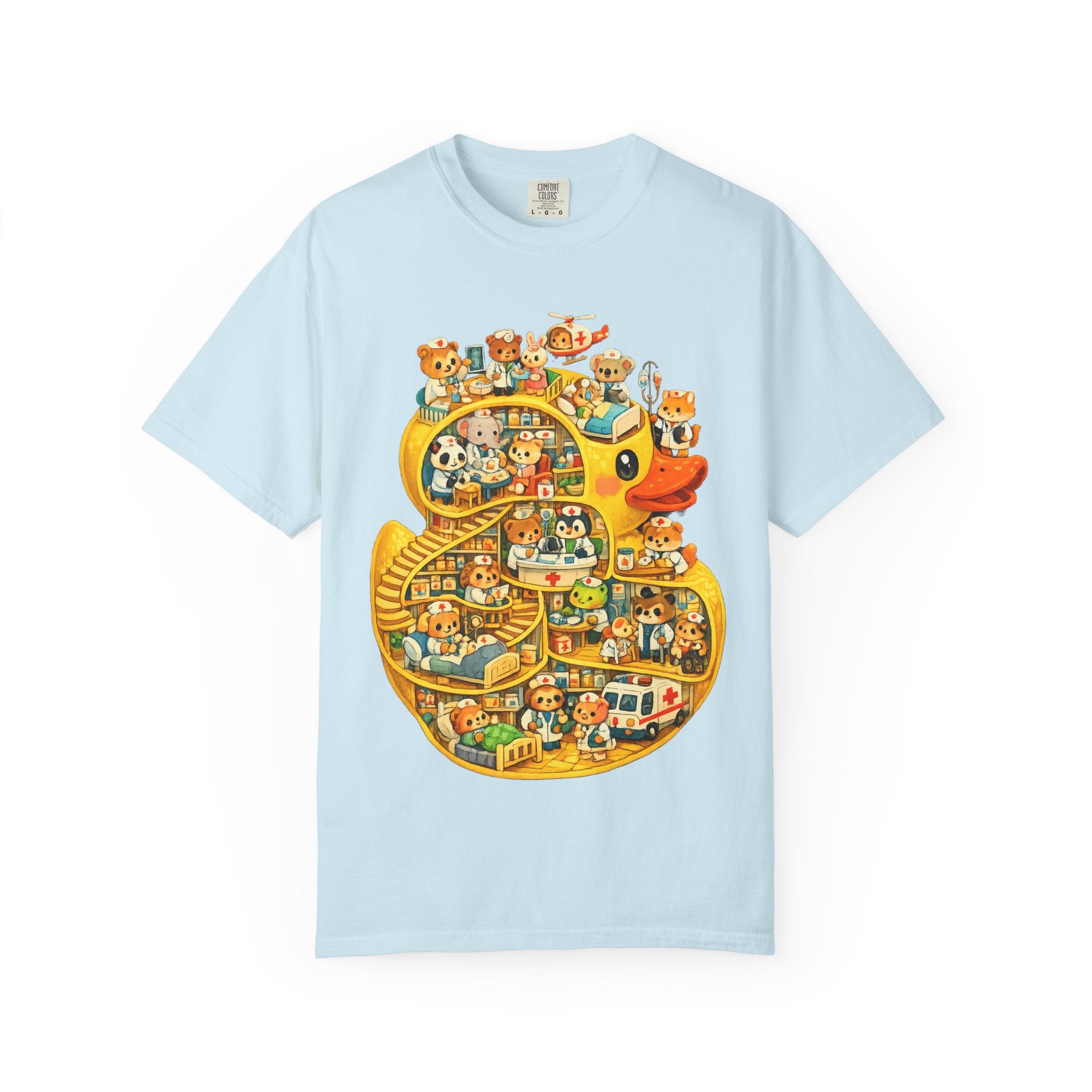 Duck Village Medical T‑Shirt — Whimsical Animal Town Illustration