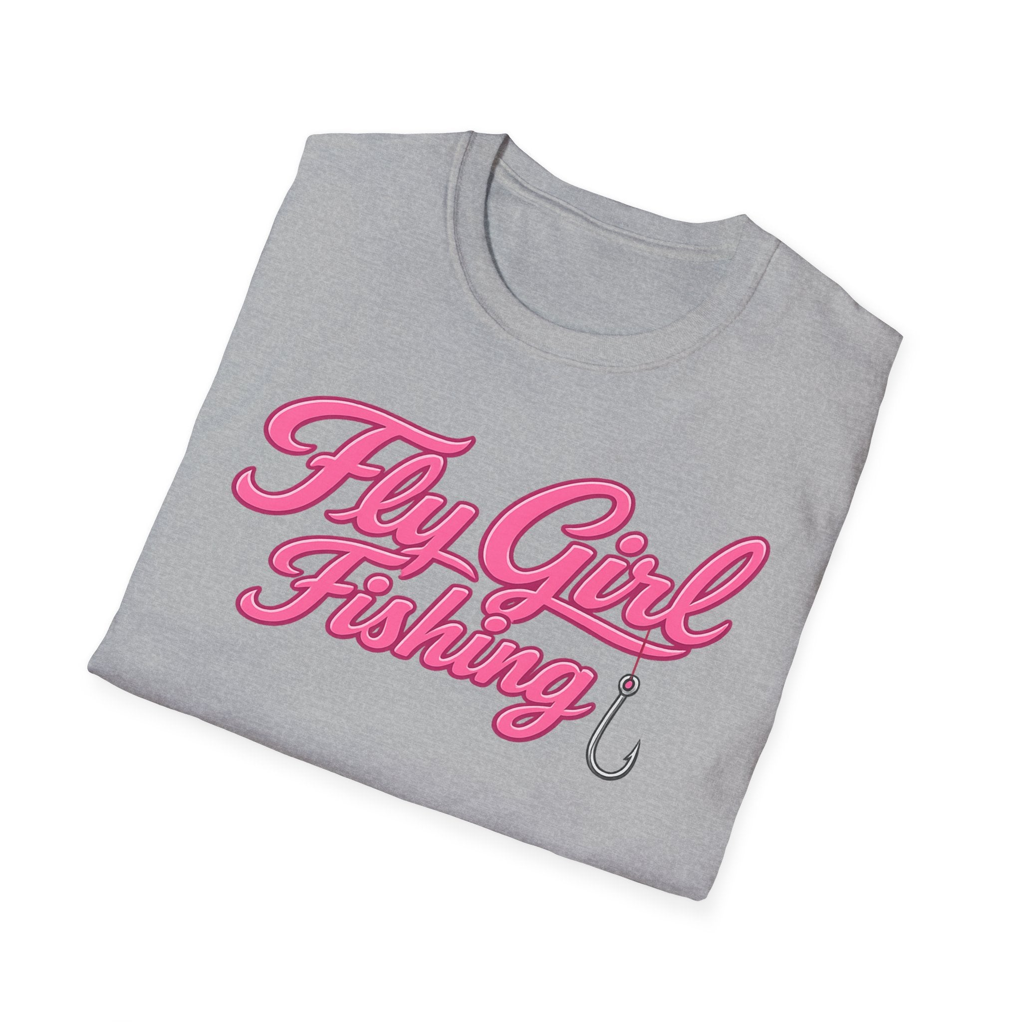 Fly Girl Fishing T-Shirt — Pink Script Women’s Fishing Tee