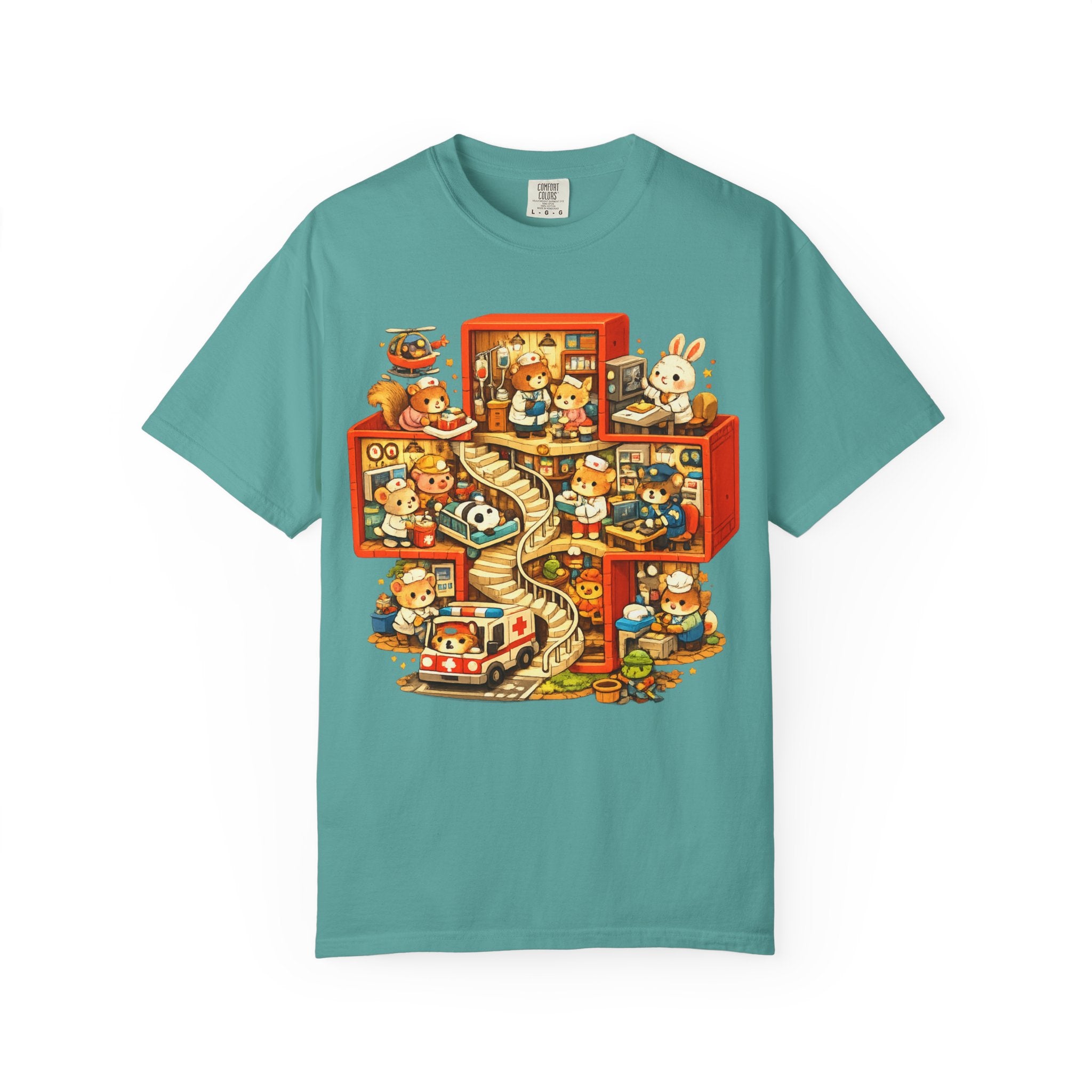 Medical Cross T-Shirt — Cute Vintage Kids’ Small World Illustration