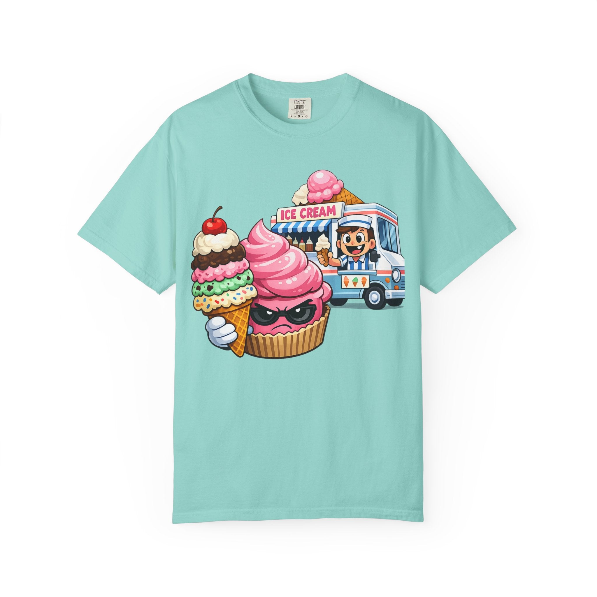 Ice Cream Truck Tee — Cute Cartoon Cupcake & Cone Graphic T-Shirt